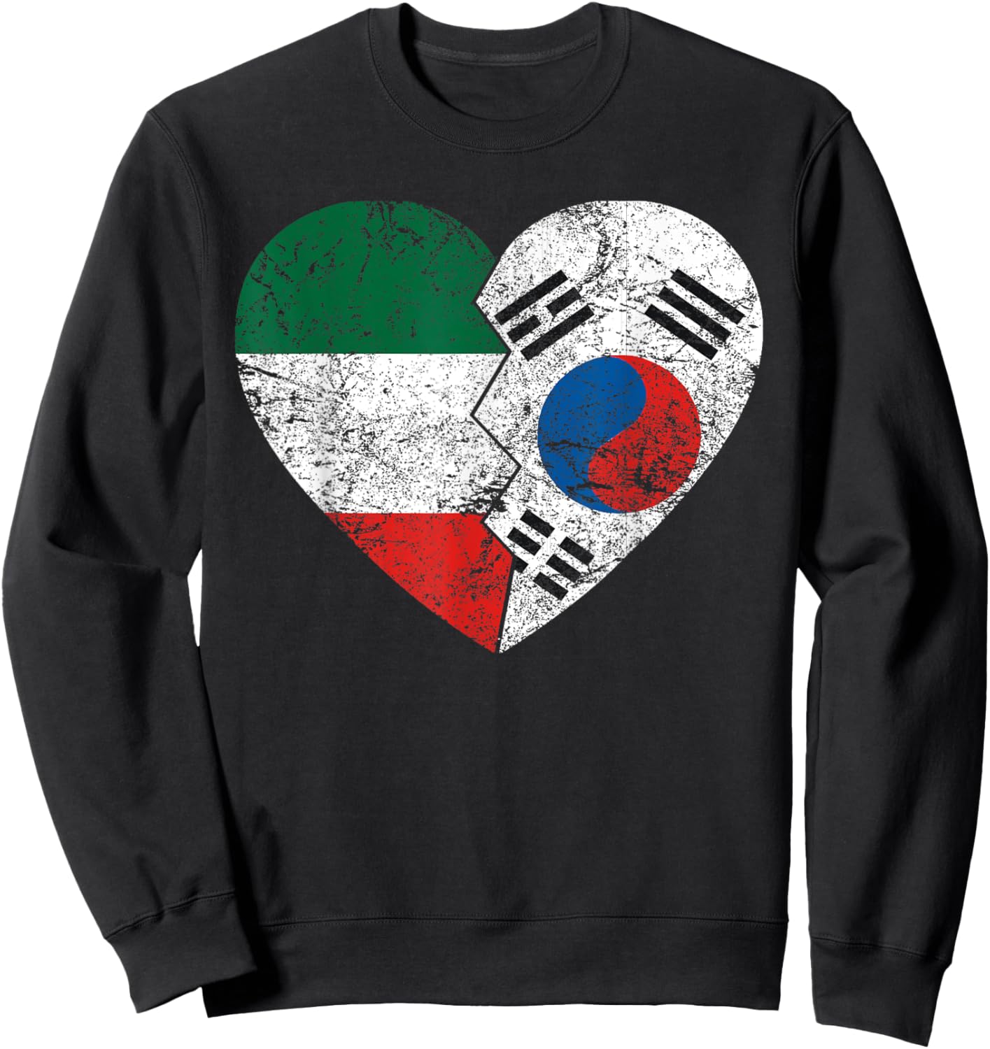South Korean Italian Flags Heart | Italy South Korea Roots Sweatshirt - Sweatshirt | Black