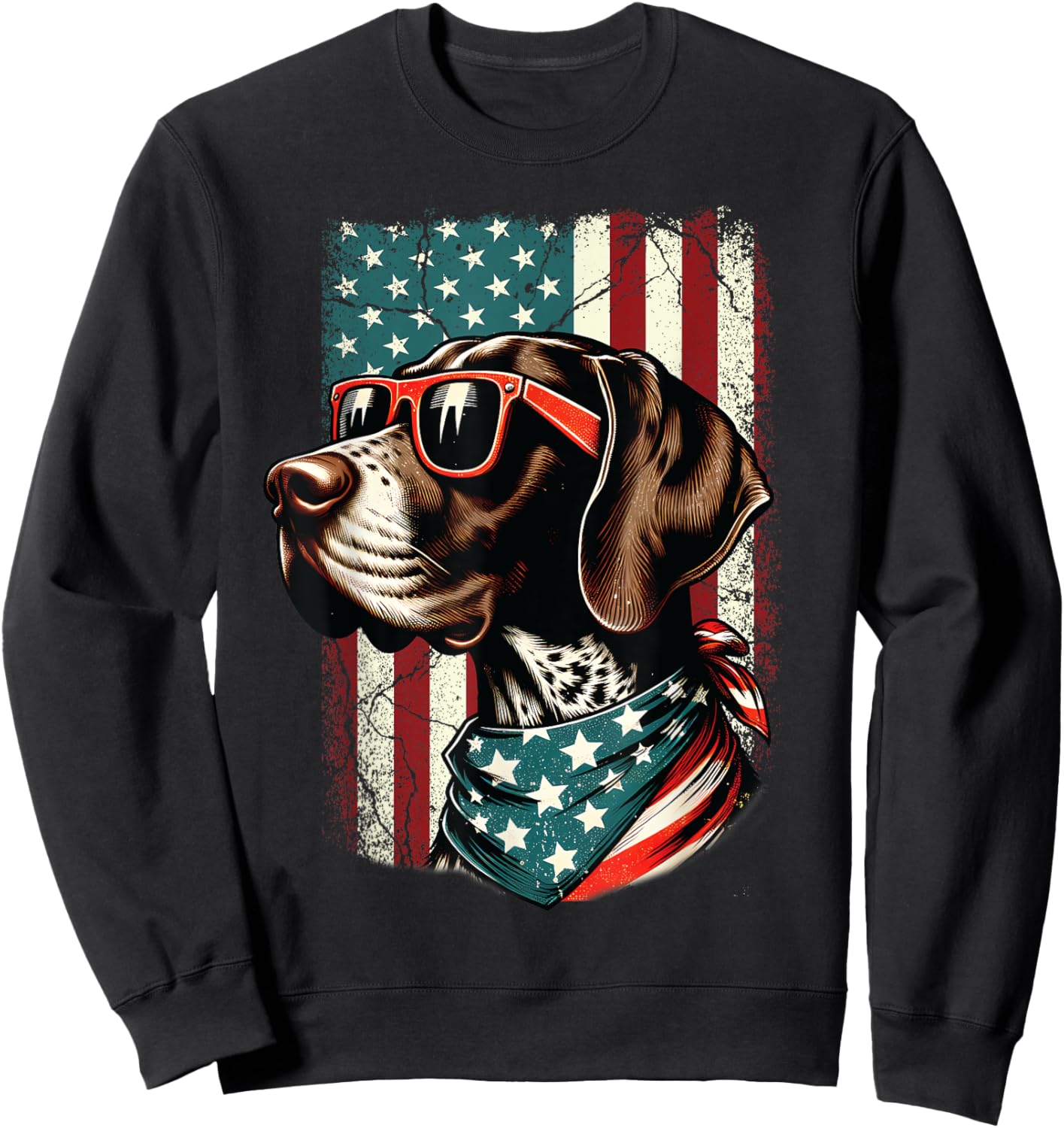 Patriotic German Shorthaired Pointer Dog 4th Of July USA Sweatshirt - Sweatshirt | Black
