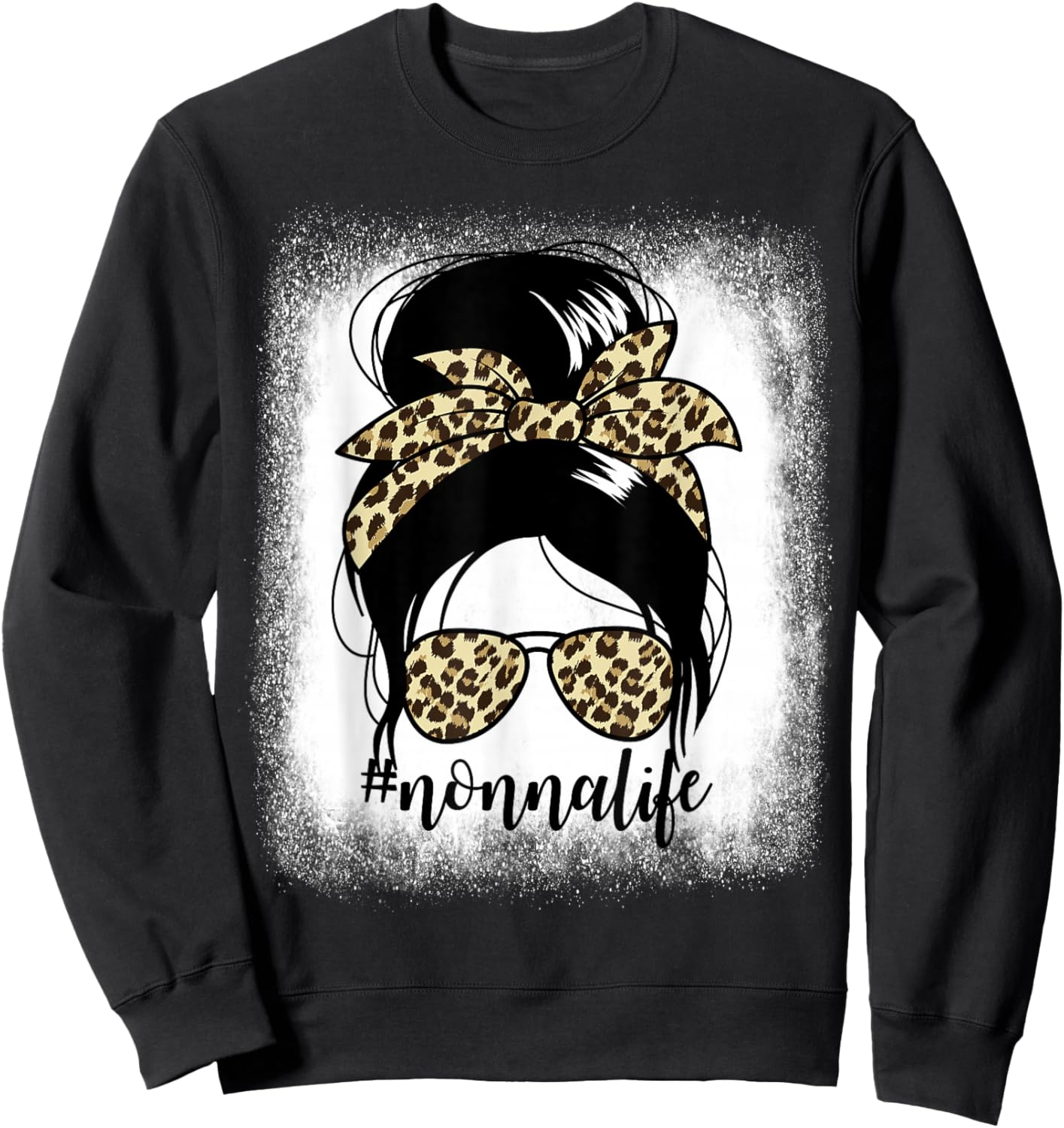 Nonnalife Messy Bun Mother's Day Grandma Nonna Sweatshirt - Sweatshirt | Black