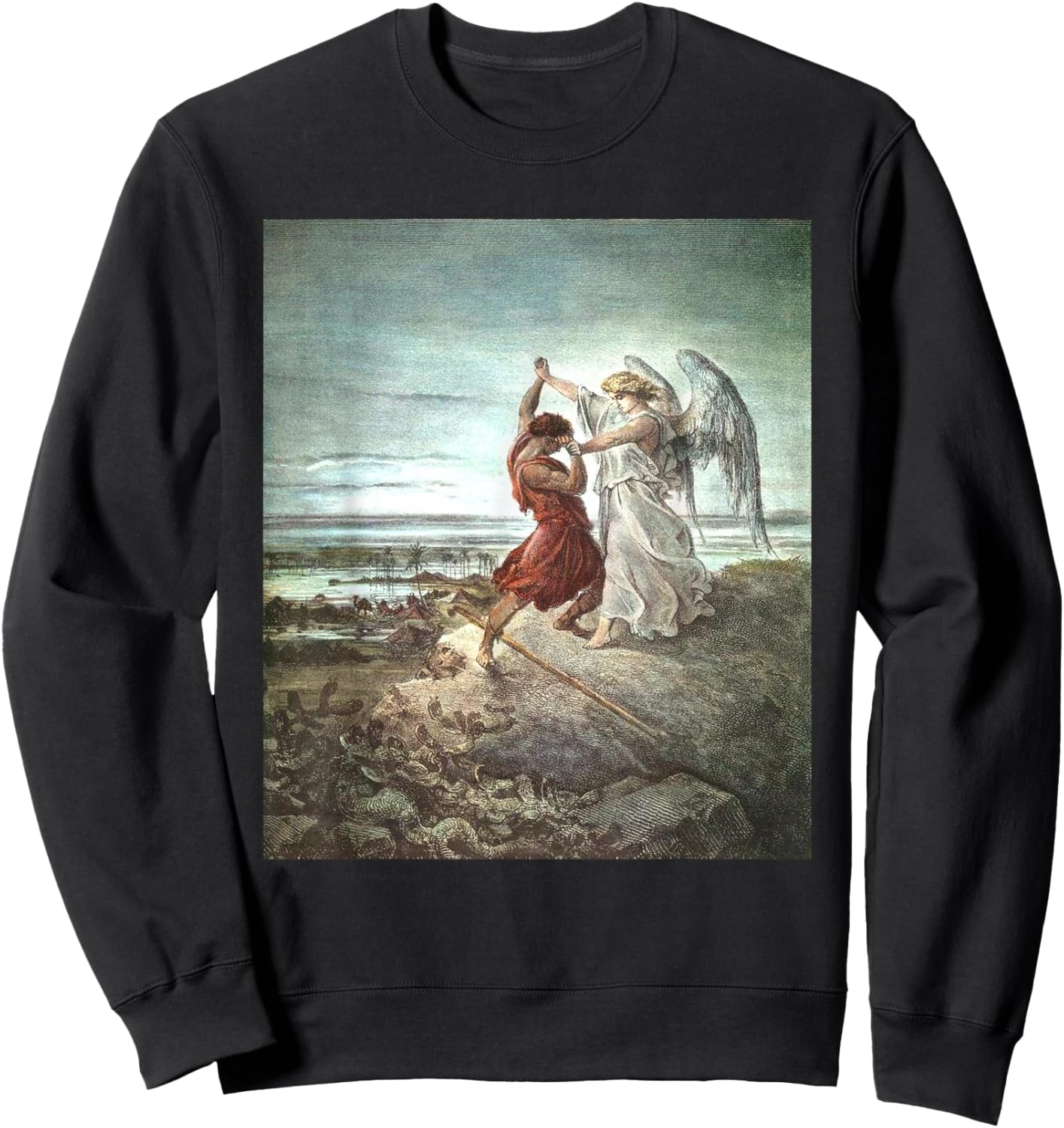 Jacob Wrestling With The Angel - -Adults, Black, Small Sweatshirt - Sweatshirt | Black