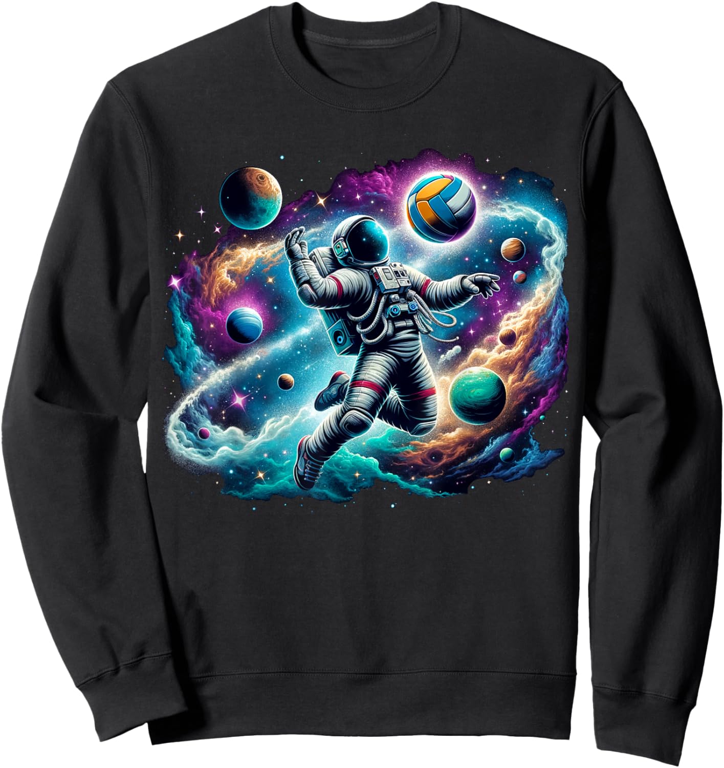 Volleyball on Volleyball player Astronaut Volleyball Sweatshirt - Sweatshirt | Black