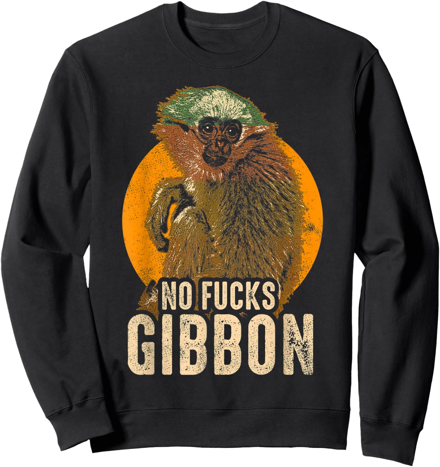 No Fucks Gibbon - Funny Ape Monkey Animal Sweatshirt - Sweatshirt | Black