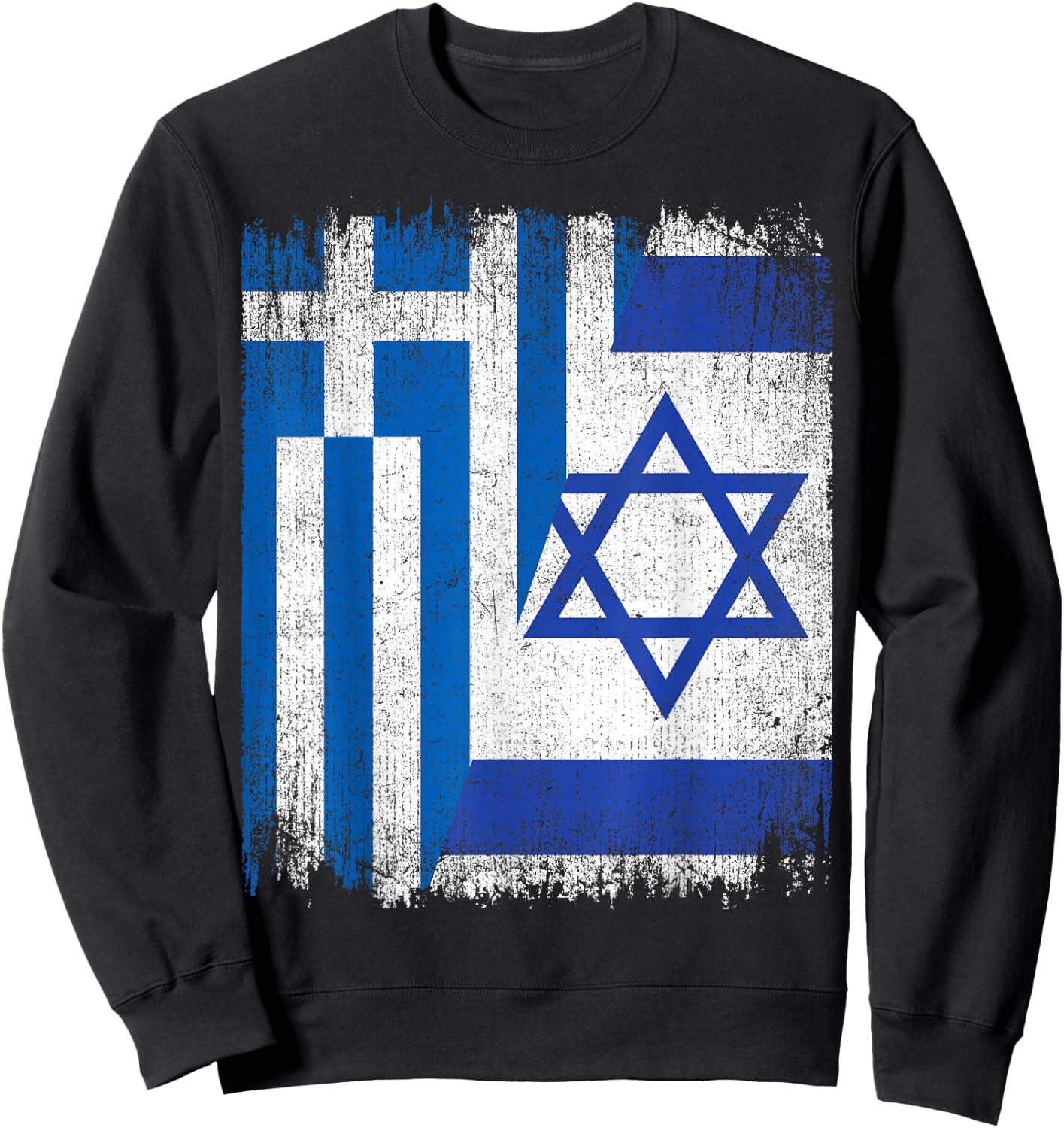Half Greece Israel Flag Greek Israelis Pride Roots Sweatshirt - Sweatshirt | Black