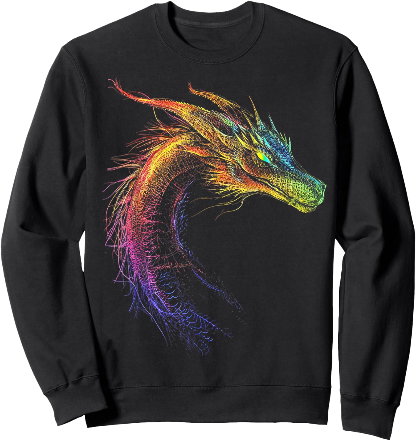 Dragon Drawing Colorful Animal Artwork Fantasy Dragon Sweatshirt - Sweatshirt | Black