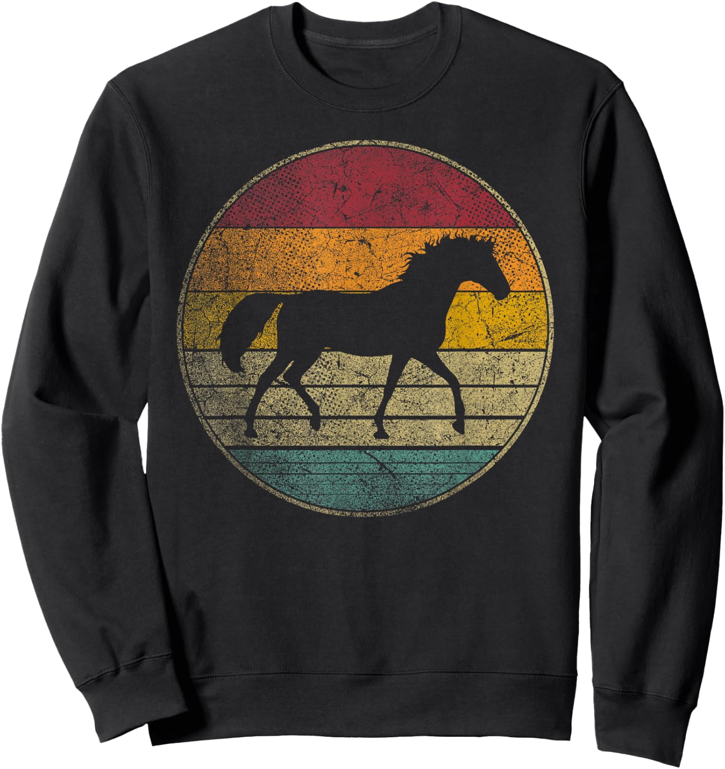 Horse Riding Love Equestrian Girl Vintage Distressed Retro Sweatshirt - Sweatshirt | Black