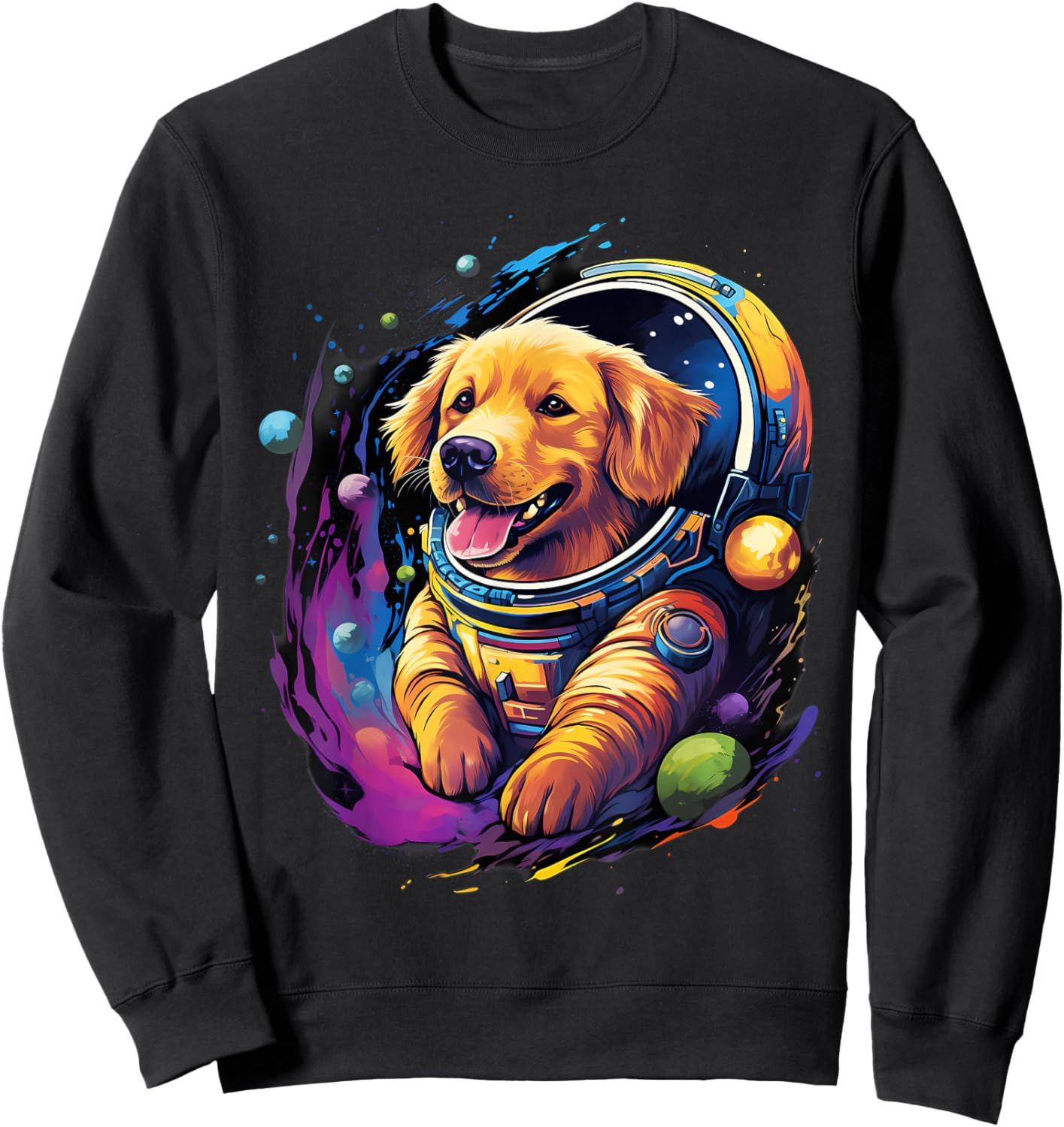 Space Golden Retriever Dog Astronaut Sweatshirt - Sweatshirt | Black
