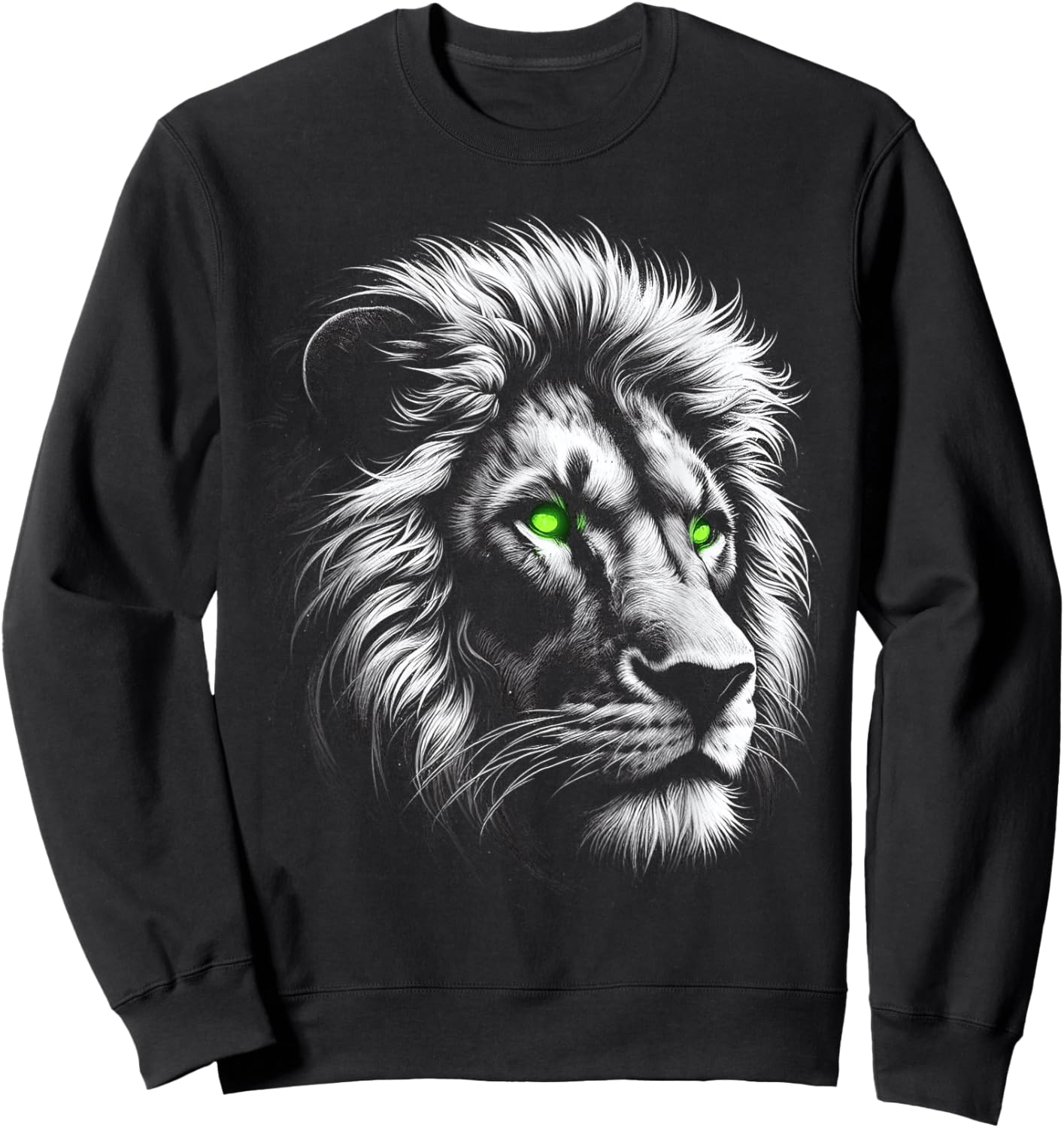 Lion King Of Animals From Africa With Green Eyes Sweatshirt - Sweatshirt | Black