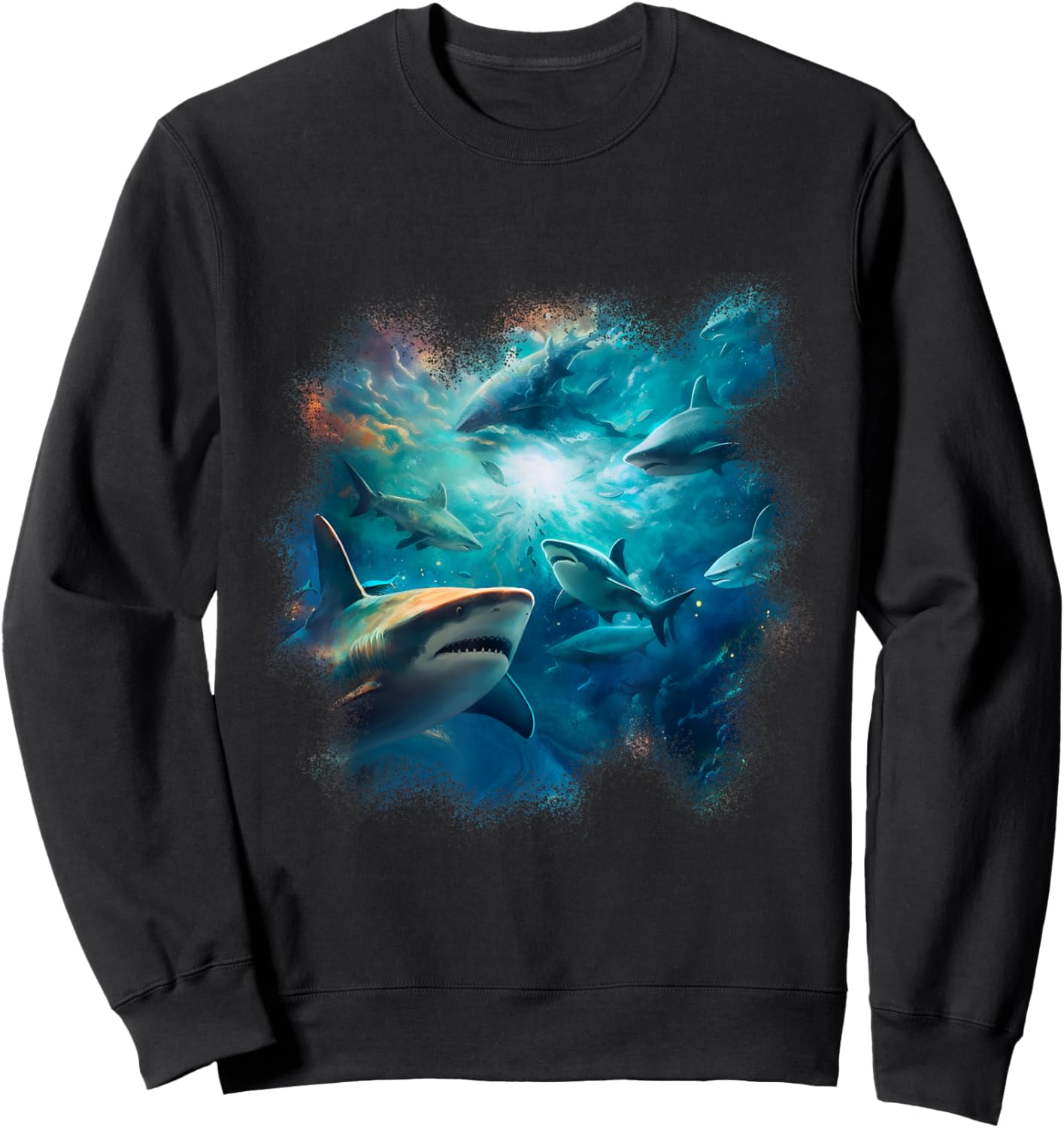 Swimming Sharks Ocean Underwater Life Sweatshirt - Sweatshirt | Black