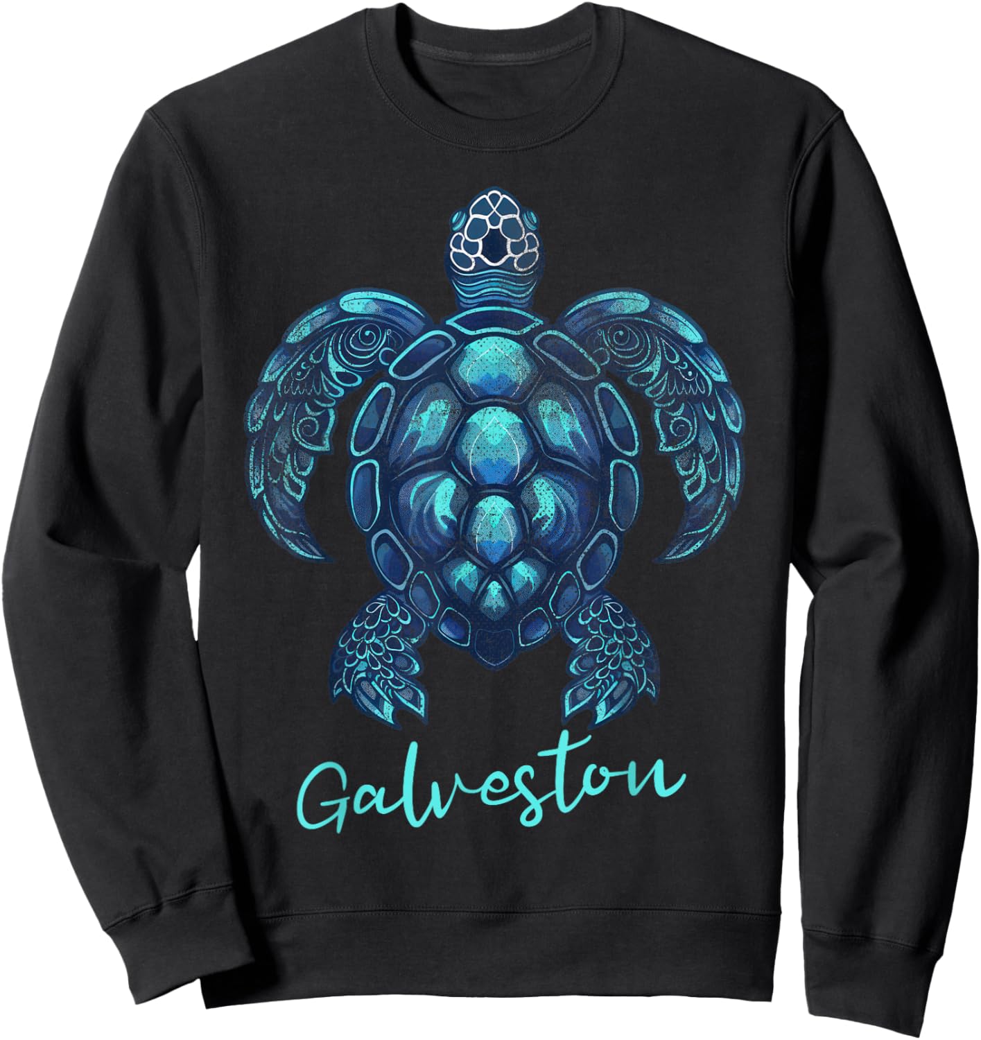 Galveston Texas TX | Water Turtle Sweatshirt - Sweatshirt | Black