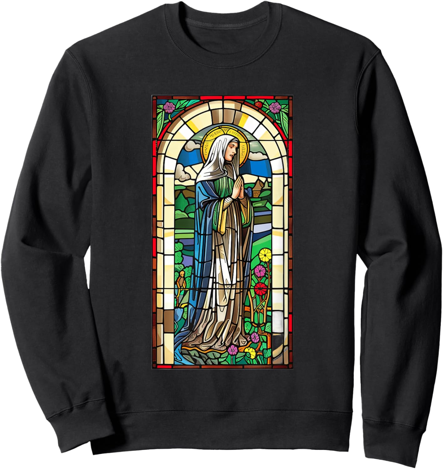 Saint Brigid Of Kildare Stained Glass Window Sweatshirt - Sweatshirt | Black