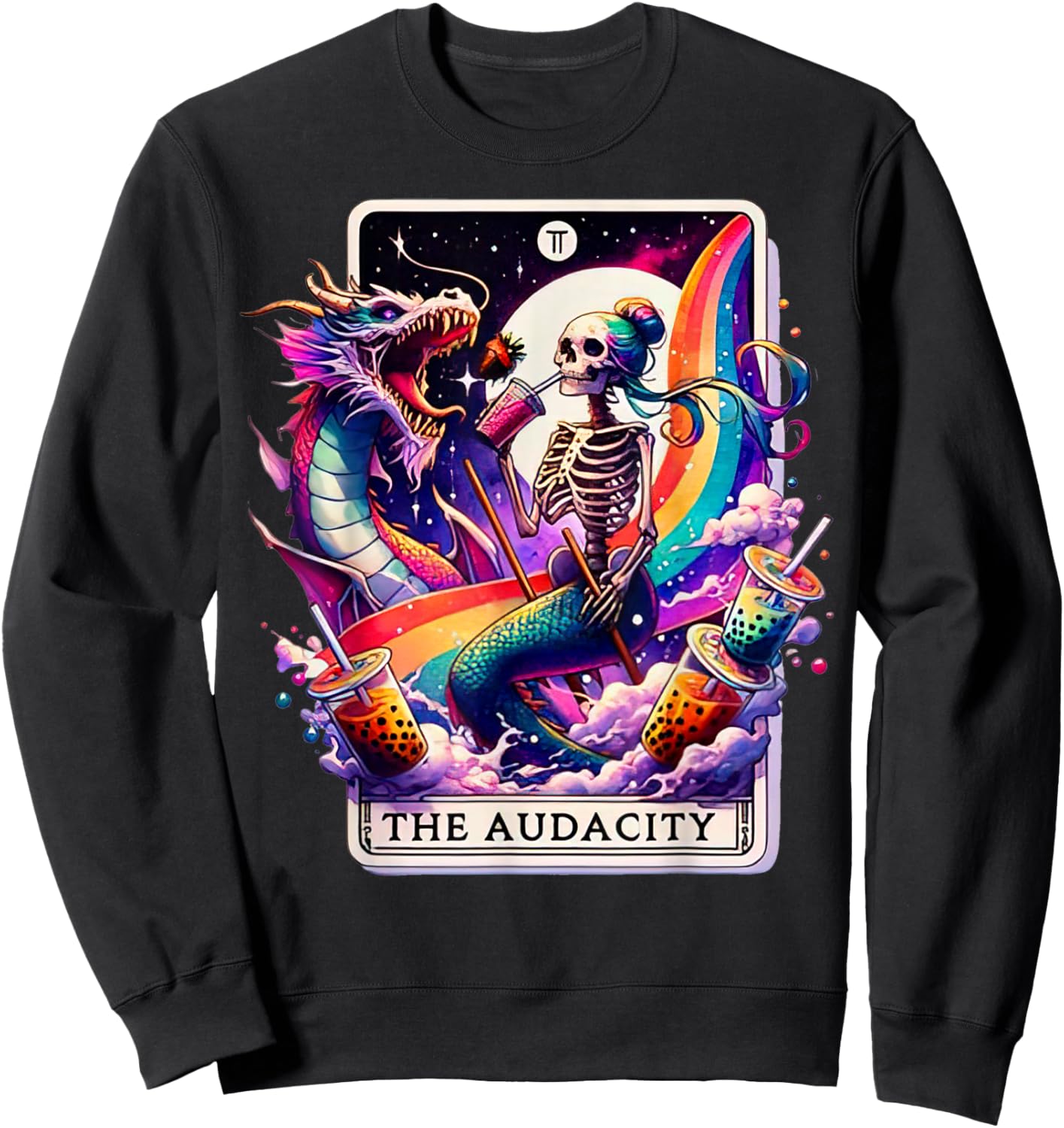 The Audacity Tarot Mermaid Dragon Sweatshirt - Sweatshirt | Black