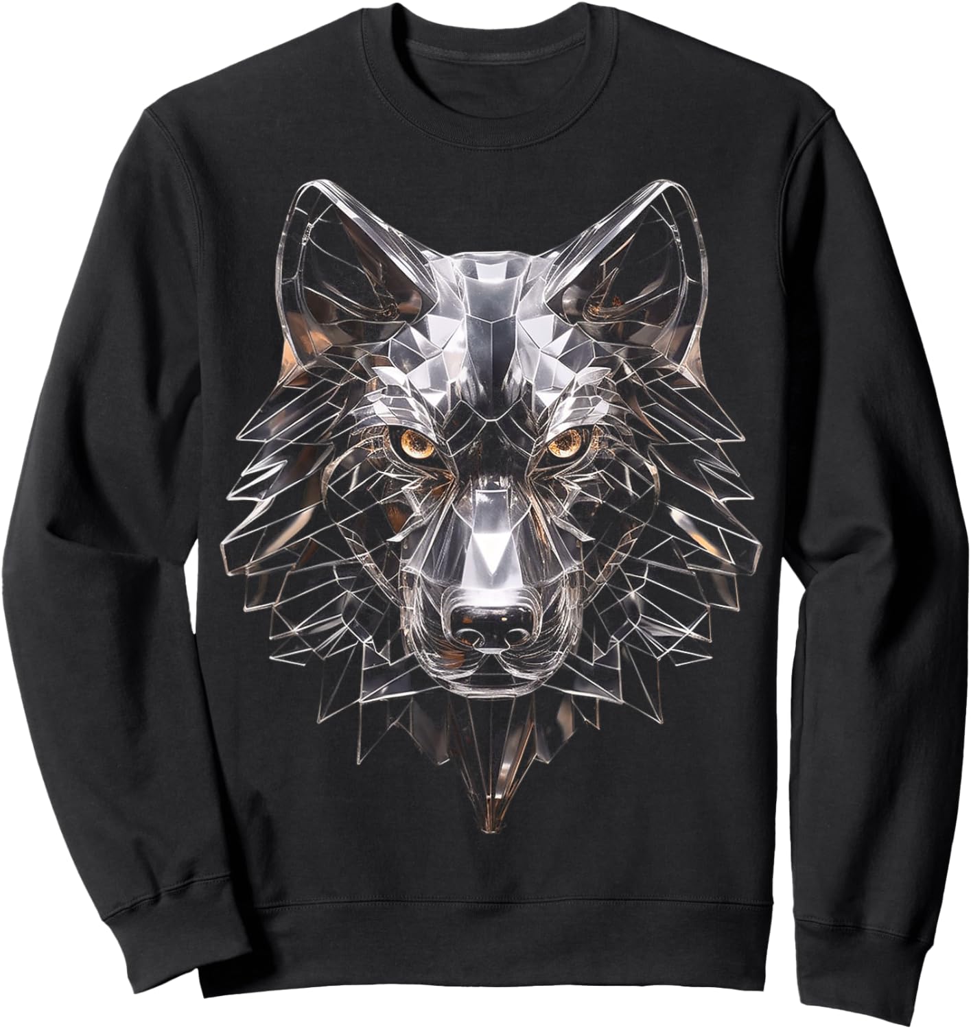 Wolf Glass Art Polygon Animal Abstract Graphic Wolf Sweatshirt - Sweatshirt | Black