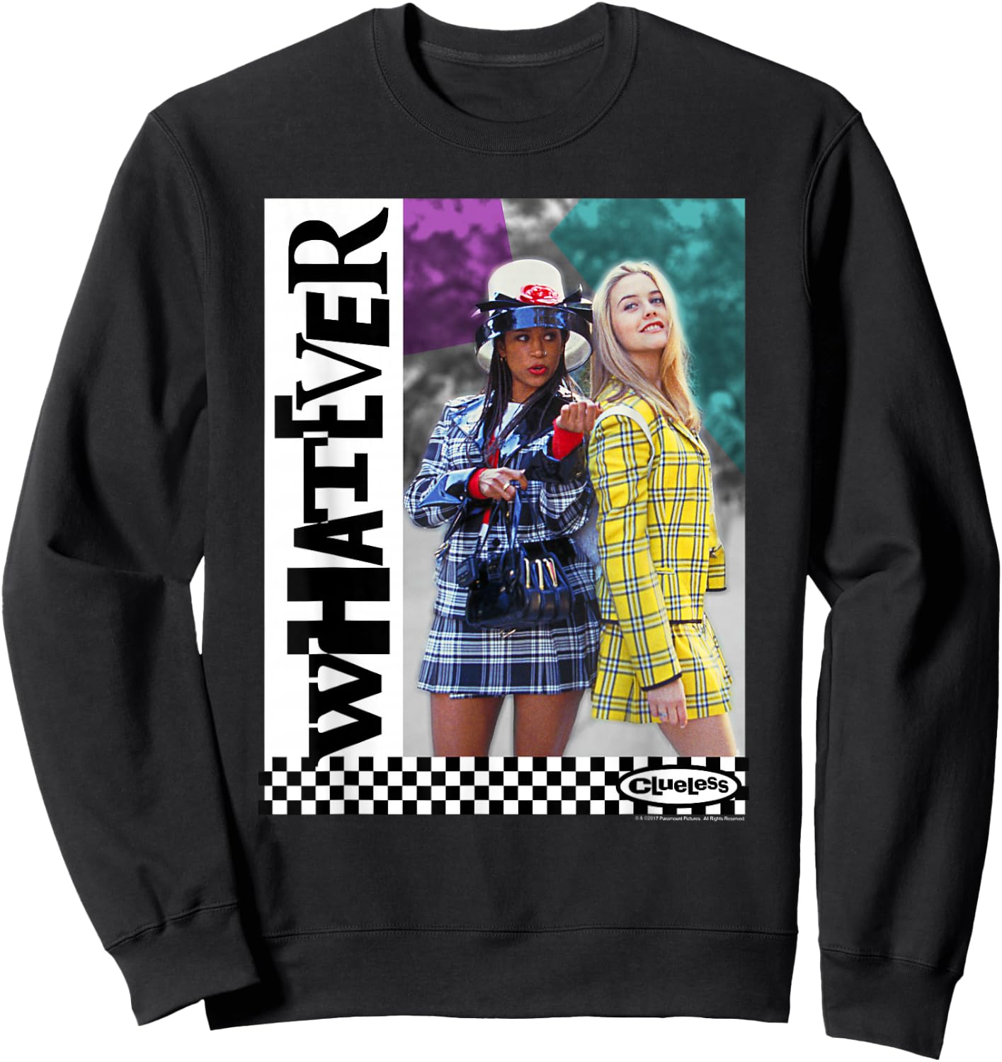 Clueless Whatever Checker Sweatshirt - Sweatshirt | Black