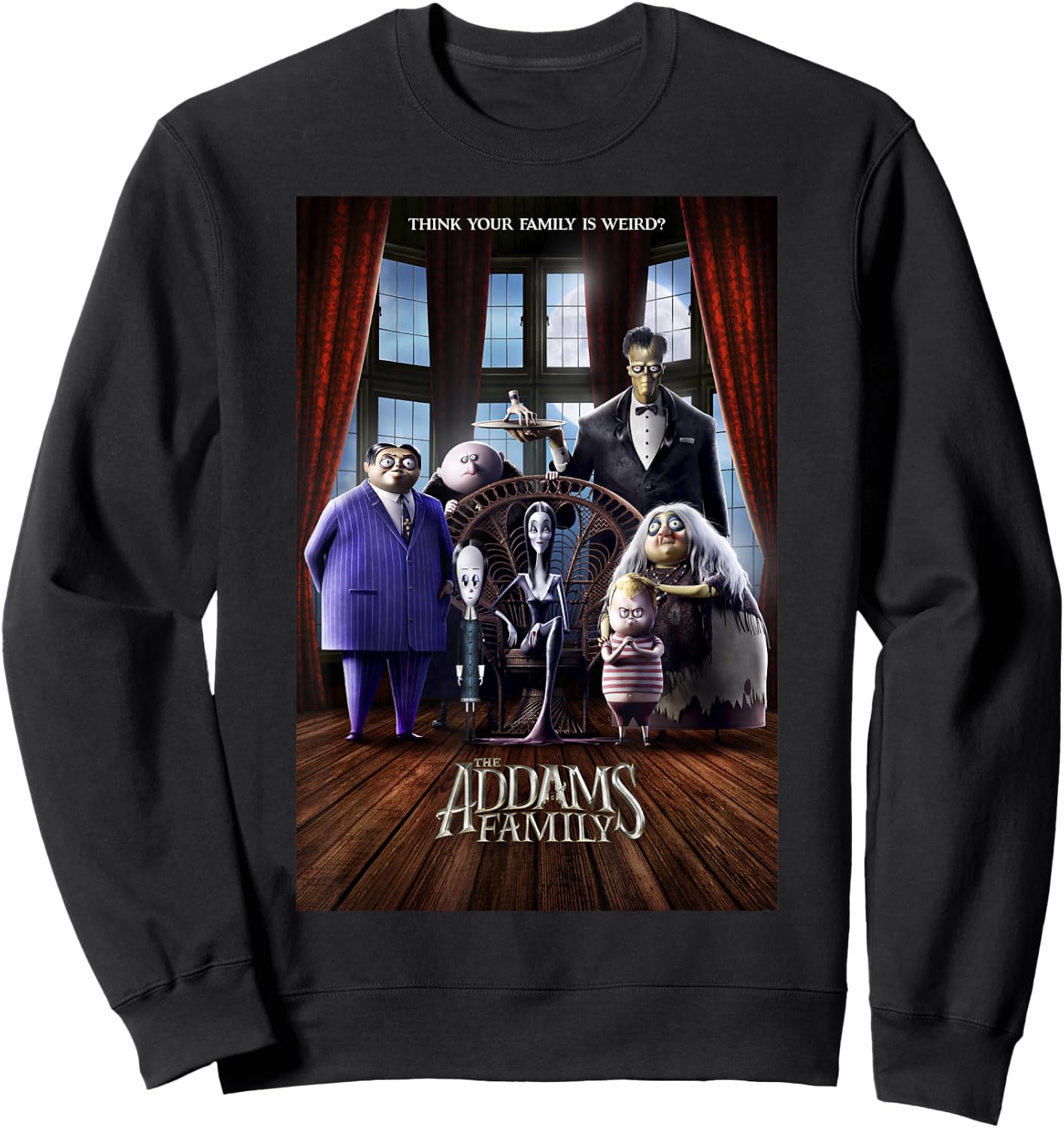 Addams Family Group Shot Portrait Movie Poster Sweatshirt - Sweatshirt | Black