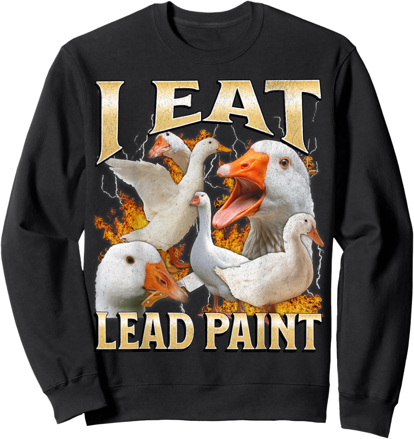 I Eat Lead Paint Funny Goose Meme Bootleg Y2K Graphic Sweatshirt - Sweatshirt | Black