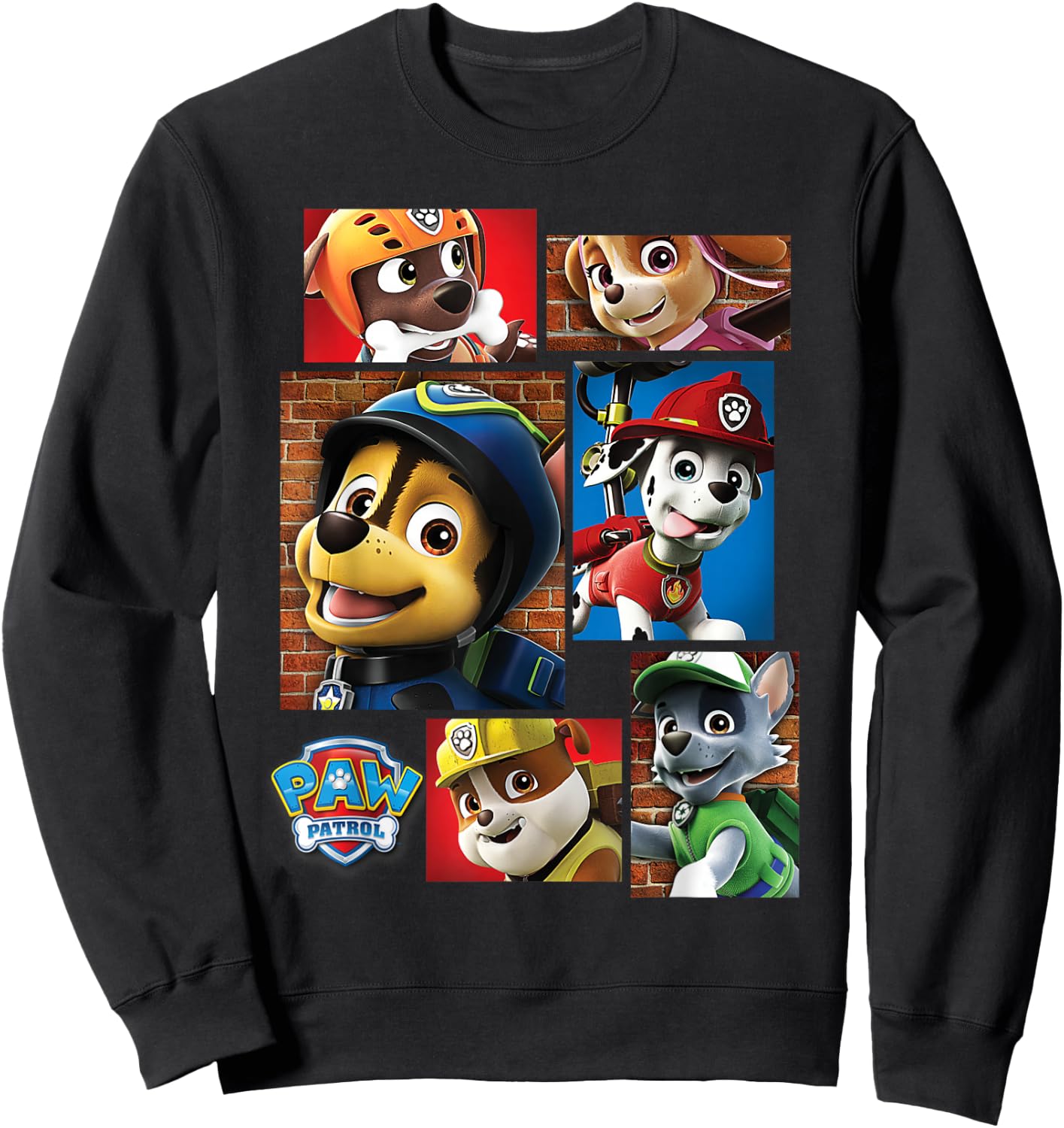 Paw Patrol Rescue Dogs In Squares Sweatshirt - Sweatshirt | Black