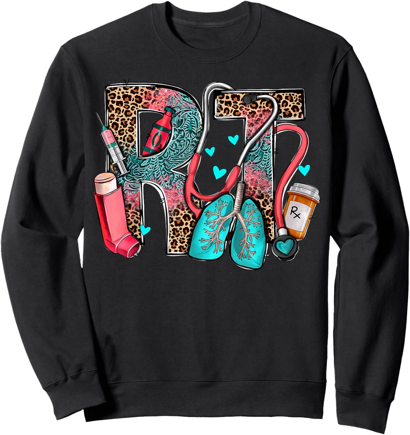 Rt Respiratory Therapist Stethoscope Nurse Western Nursing Sweatshirt - Sweatshirt | Black