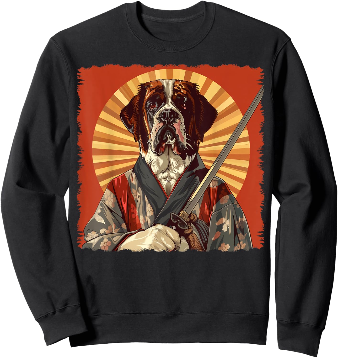 St. Bernard Dog Japanese Art Samurai Ukiyo-e Sweatshirt - Sweatshirt | Black