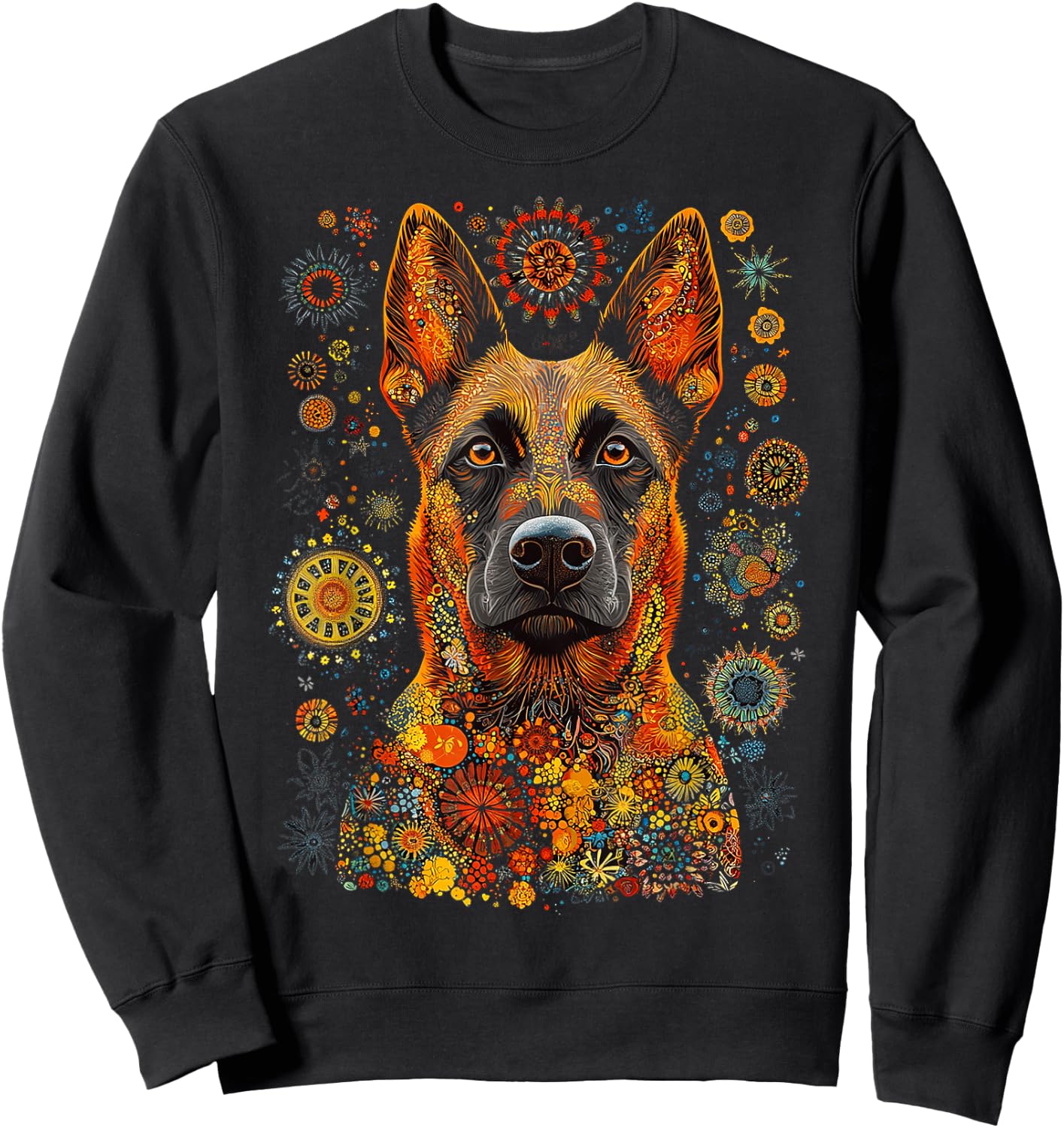 Belgian Malinois Dog Pet Artwork Mandala Belgian Malinois Sweatshirt - Sweatshirt | Black