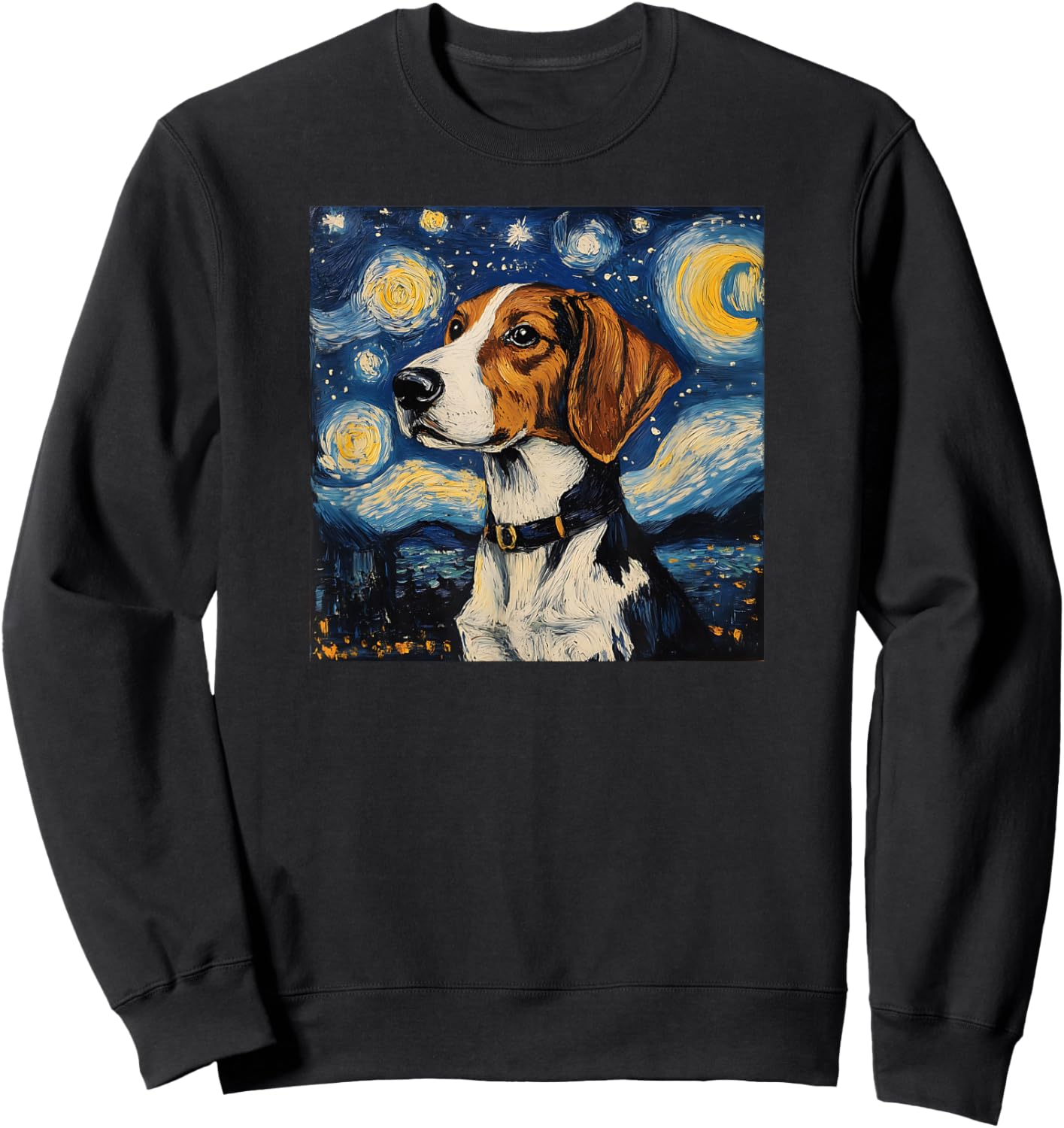 Cute American Foxhound Starry Night Dog Art Sweatshirt - Sweatshirt | Black