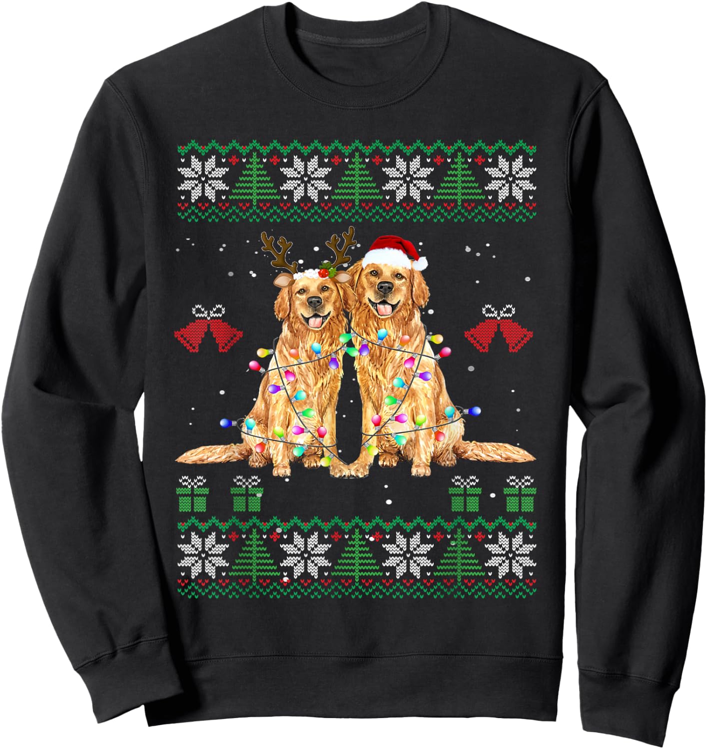 Golden Retriever Christmas Sweater Sweatshirt - Sweatshirt | Black