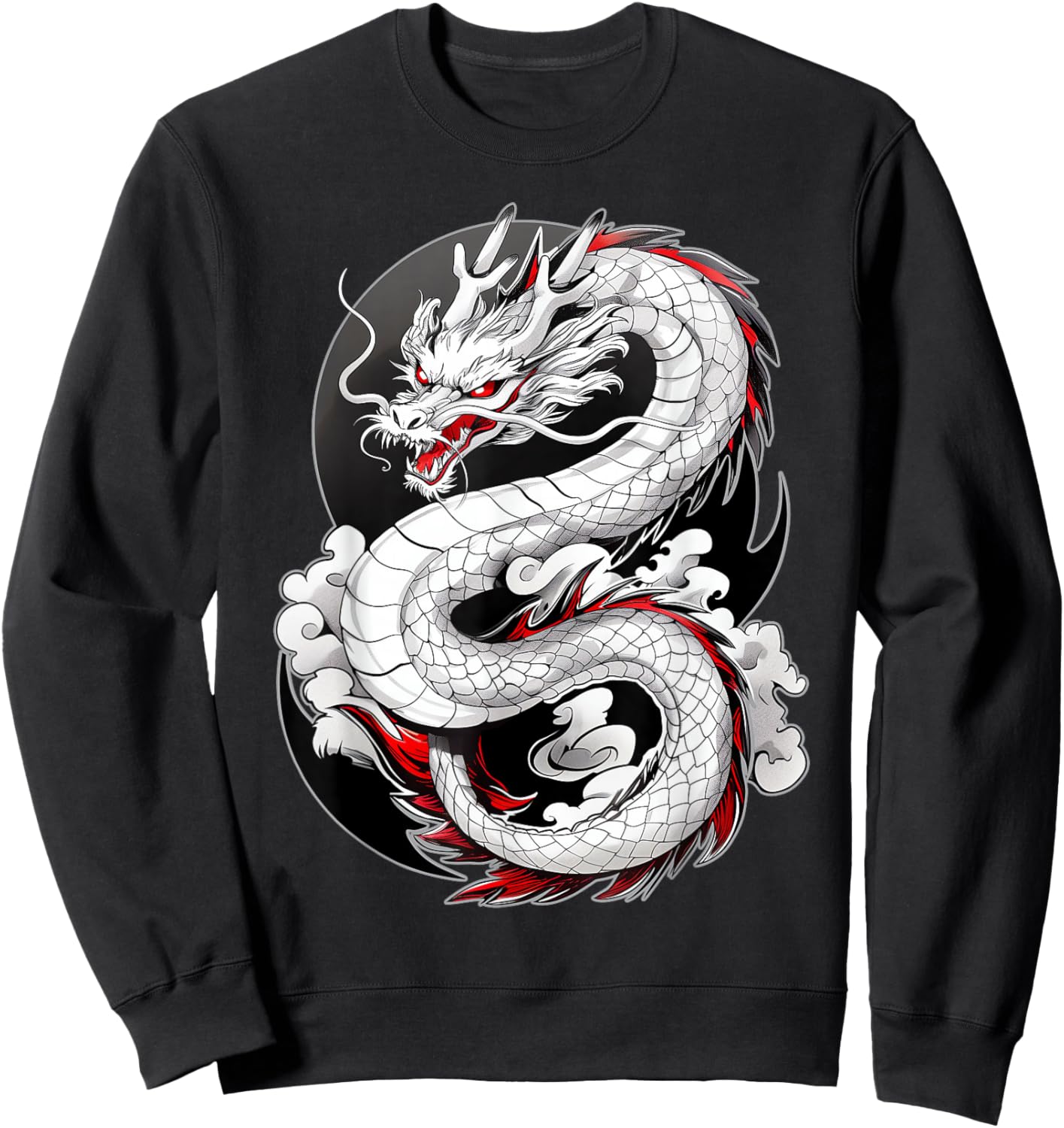 Japanese Dragon In Clouds Men Women Asian Mythical Creature Sweatshirt - Sweatshirt | Black