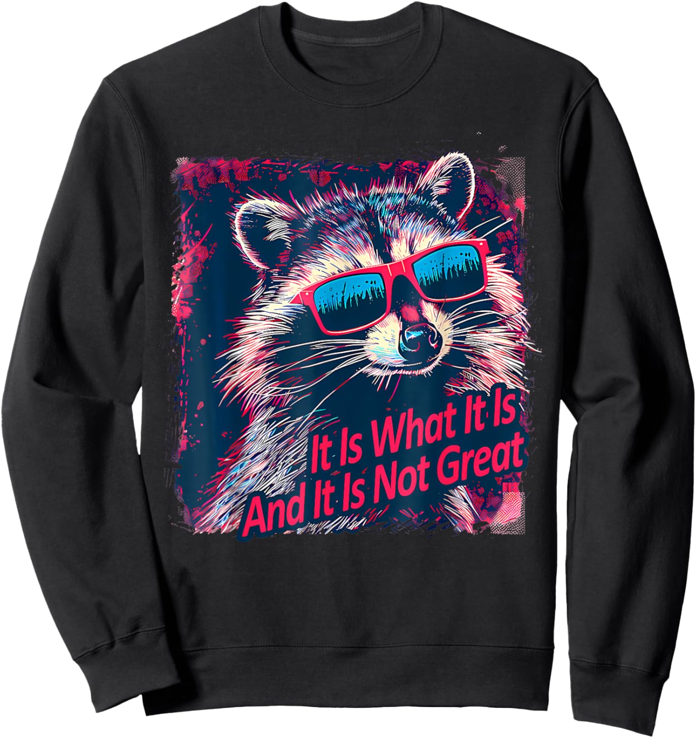 Cool Raccoon Sarcastic It Is What It Is And It Is Not Great Sweatshirt - Sweatshirt | Black