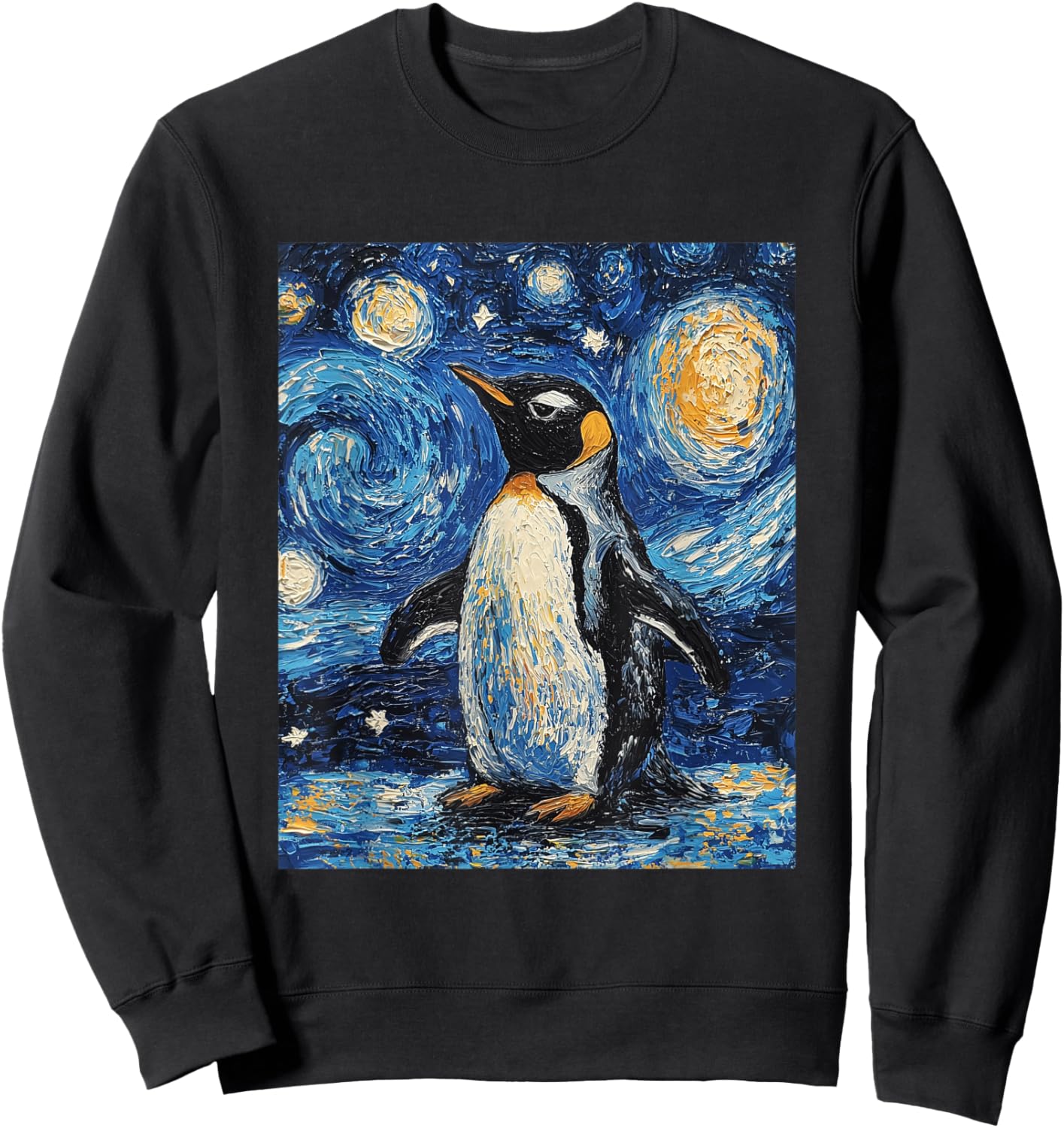 Penguin Bird - Van Gogh Style - Starry Night Sweatshirt - Sweatshirt | Black