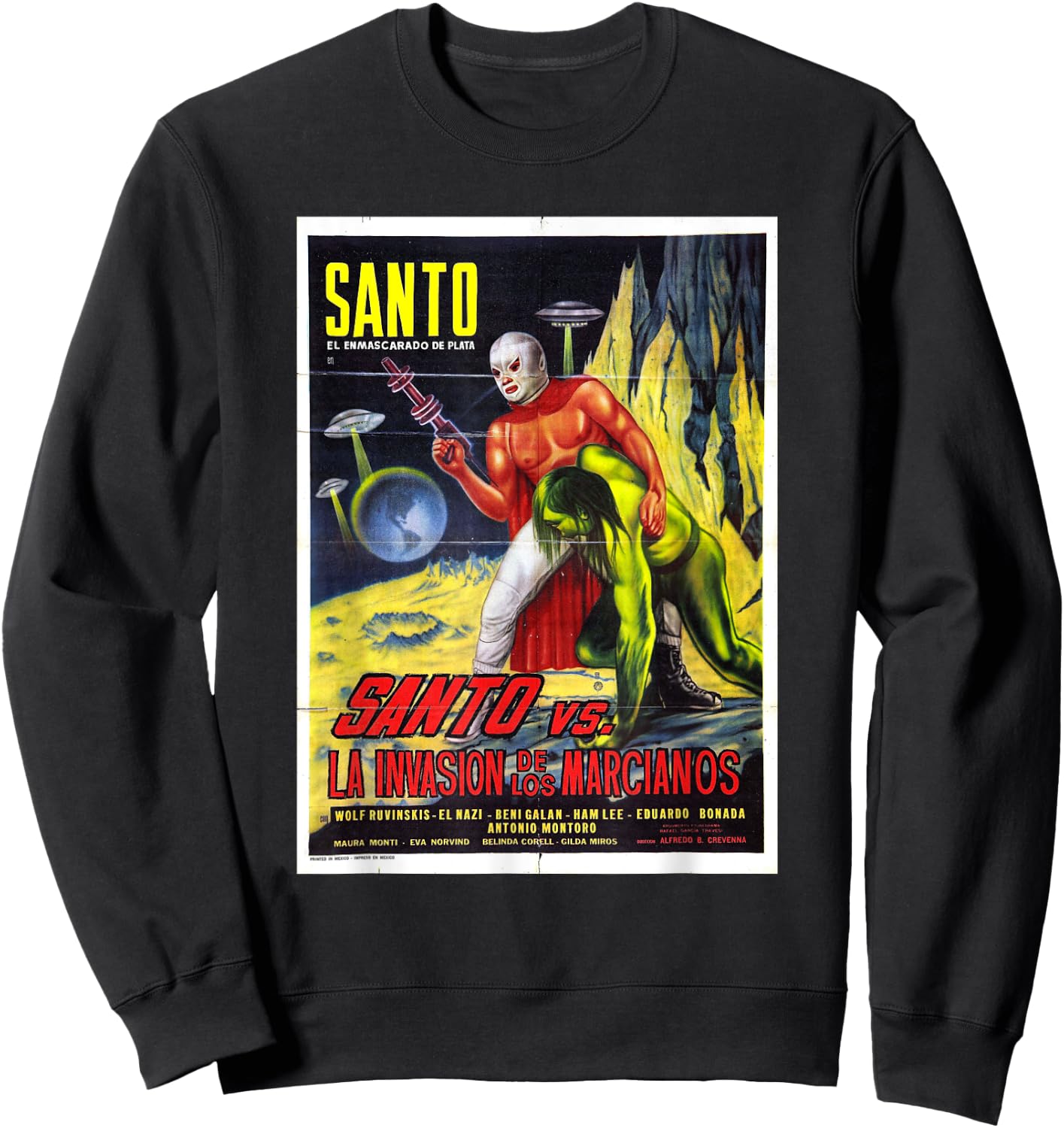 Santo El Enmascarado de Plata Retro Vintage Sweatshirt - Sweatshirt | Black