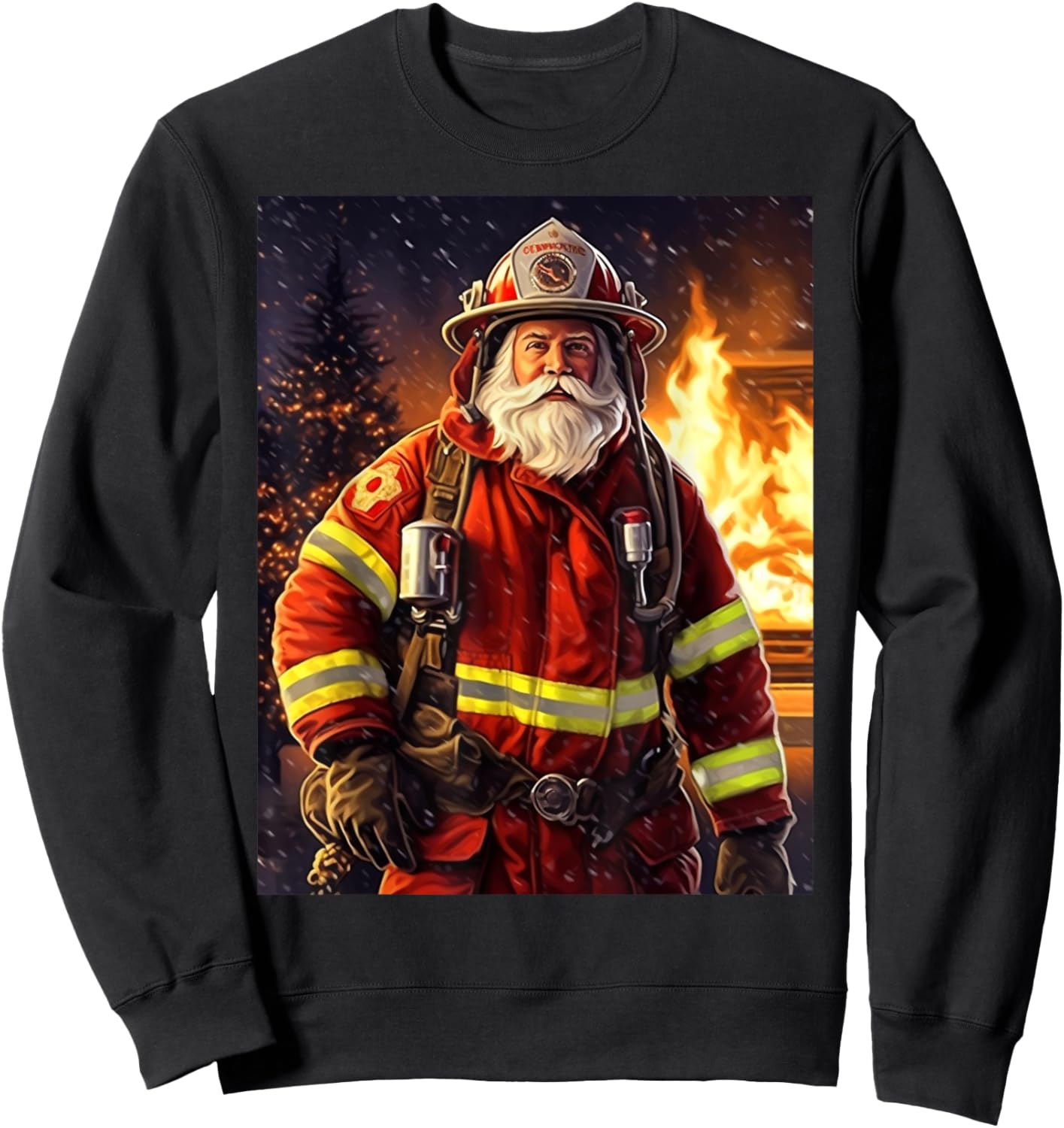 No.3, Hero, Christmas, Santa Claus at the fire department Sweatshirt - Sweatshirt | Black