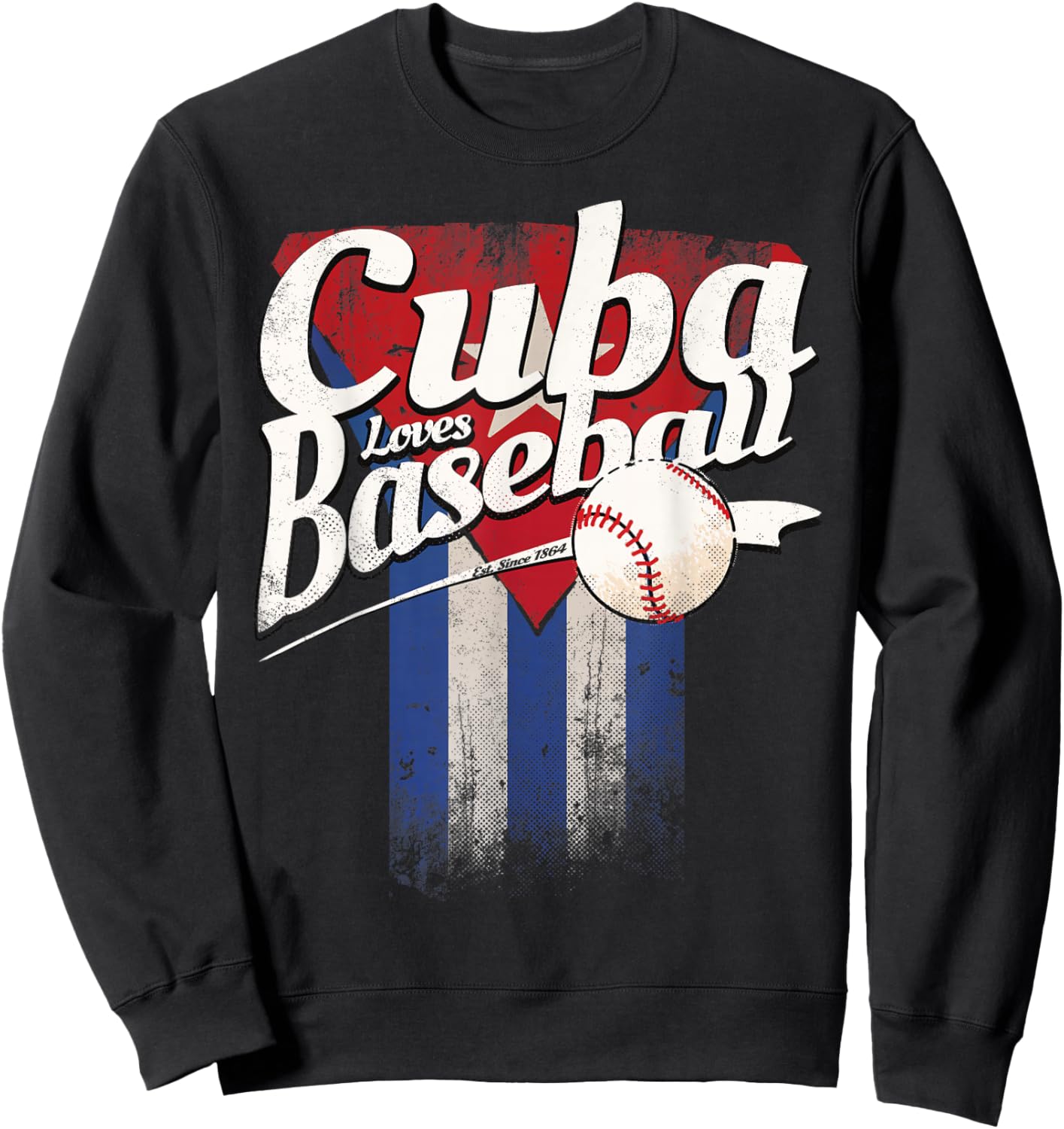 Cuban Baseball Shirt Cuba Flag Beisbol Fan Hispanic Heritage Sweatshirt - Sweatshirt | Black