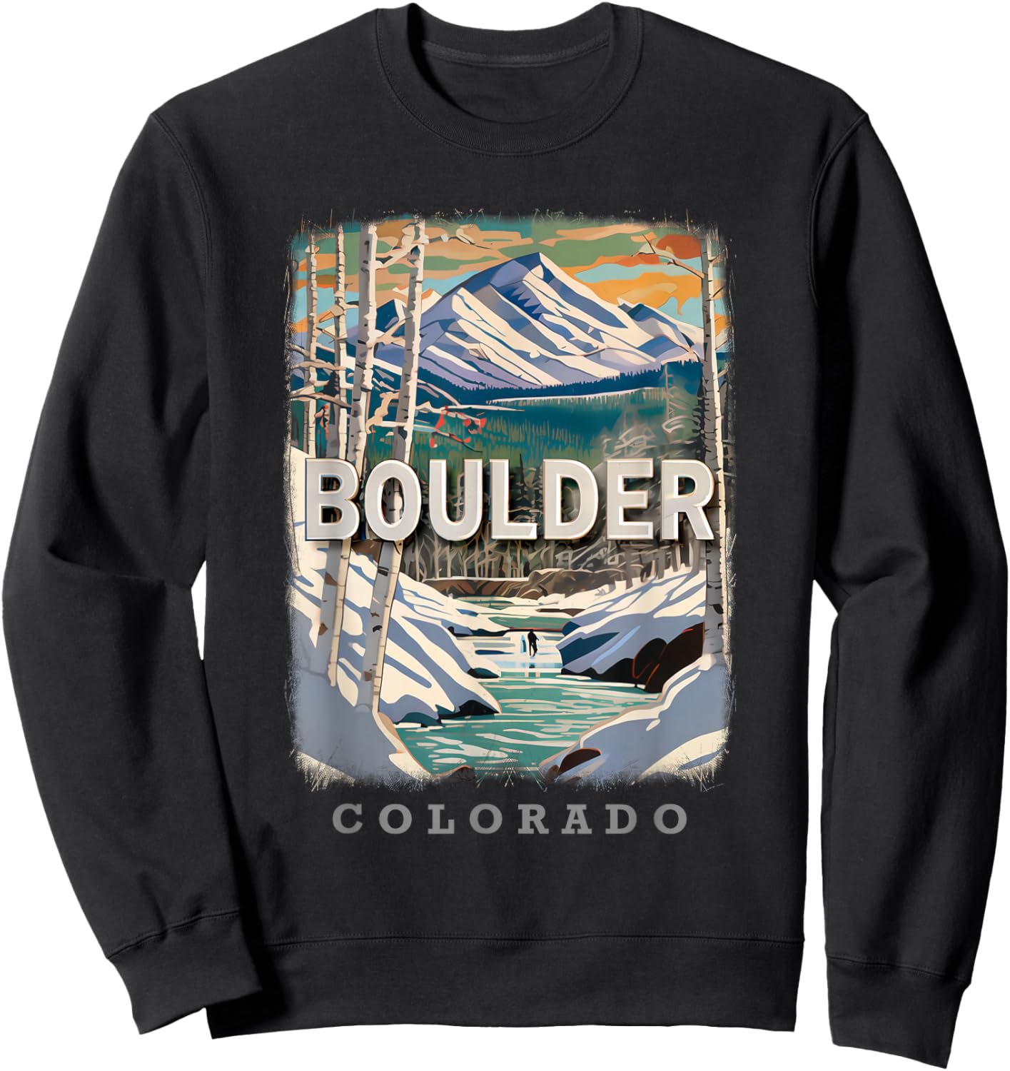 Boulder Colorado CO Rocky Mountain Majesty SD434 Sweatshirt - Sweatshirt | Black