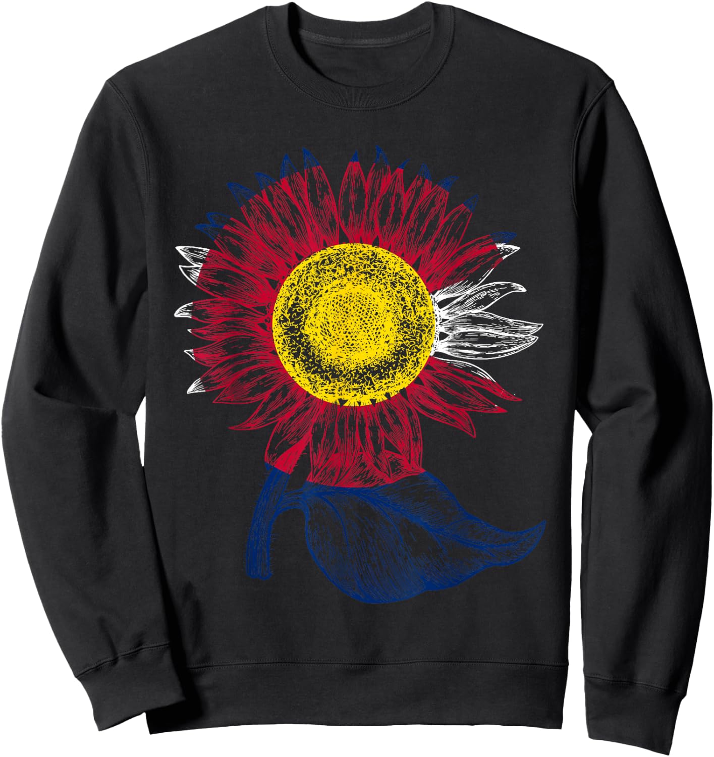 Colorful Colorado Flag Sunflower Women Mom Cute Sweatshirt - Sweatshirt | Black