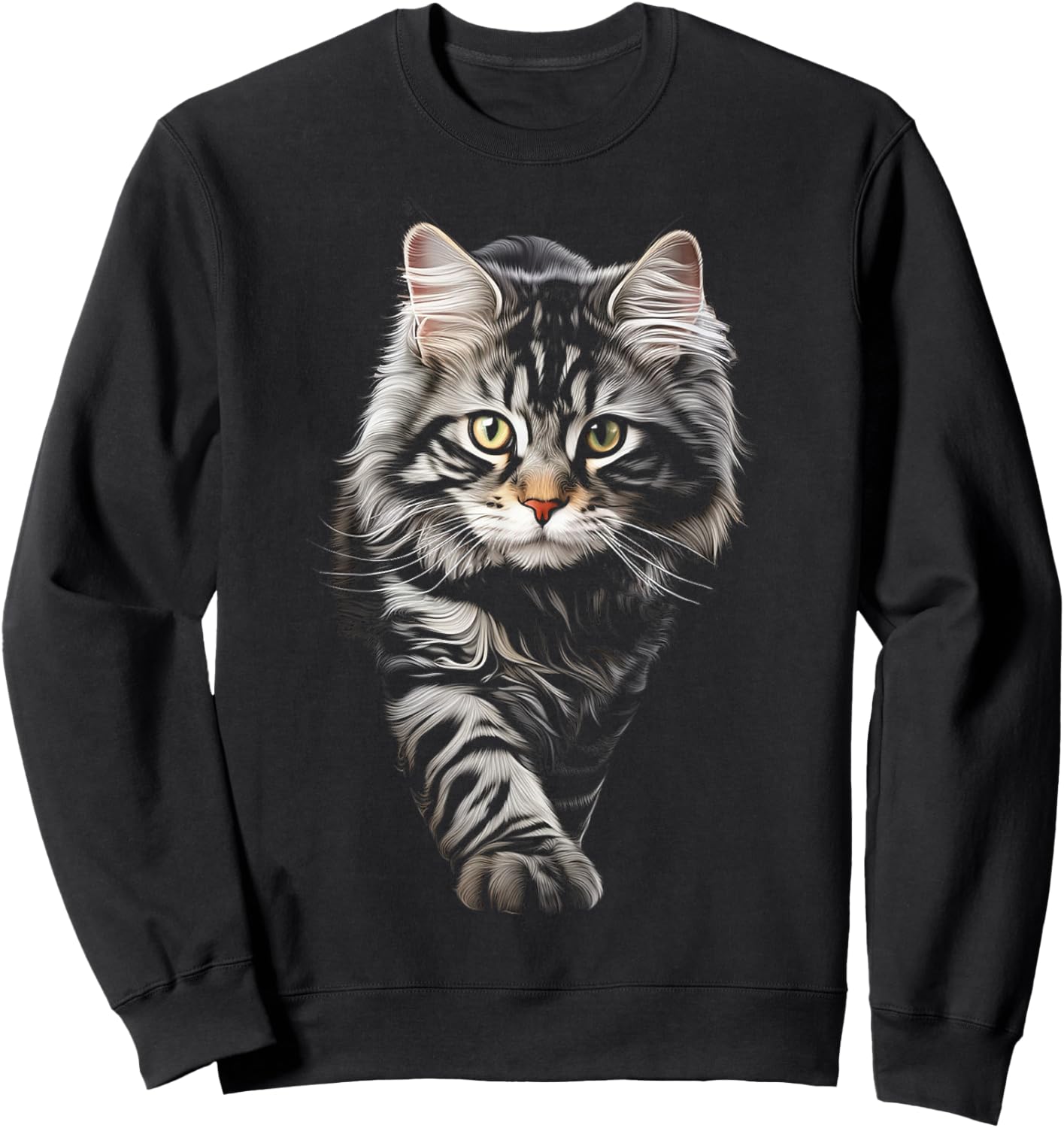 Cat Graphic Pet Illustration Cat Women Kids Sweatshirt - Sweatshirt | Black