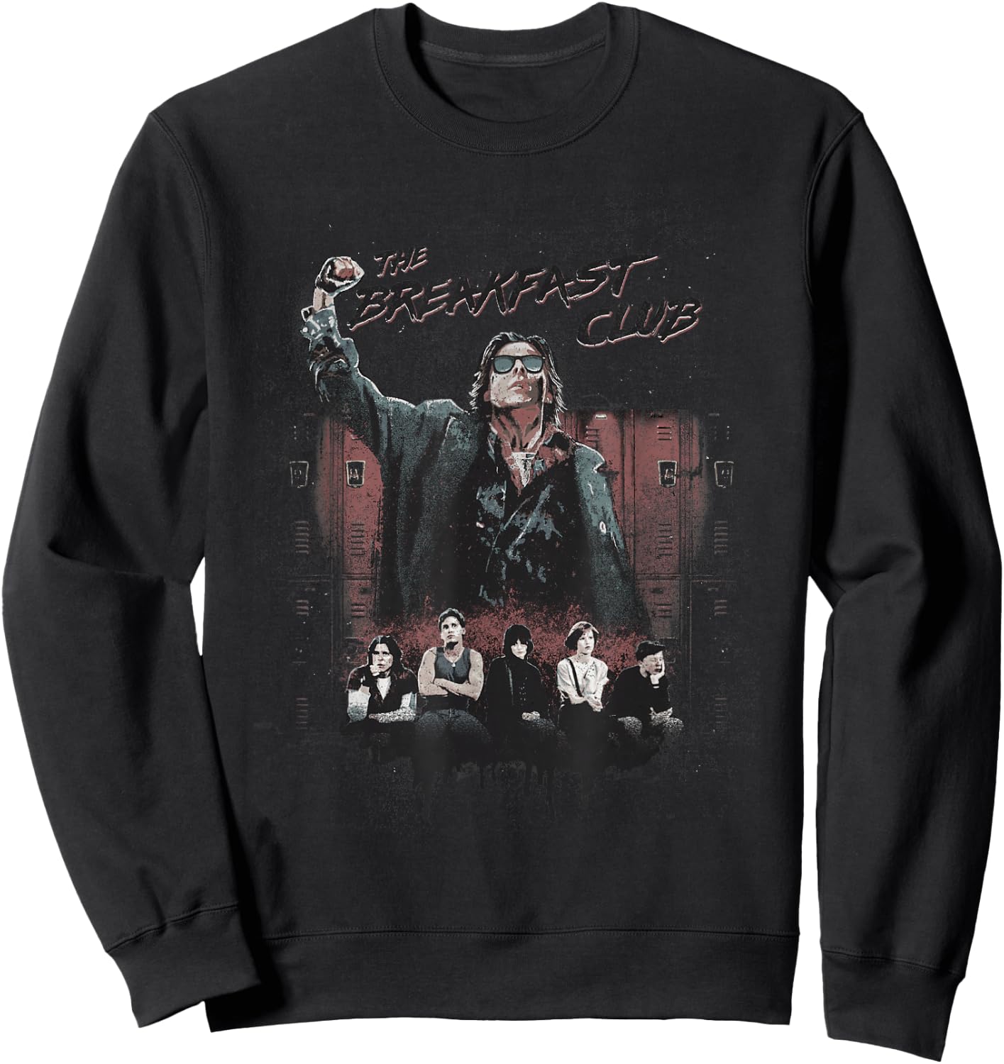 Breakfast Club Distressed Main Cast Logo Collage Sweatshirt - Sweatshirt | Black