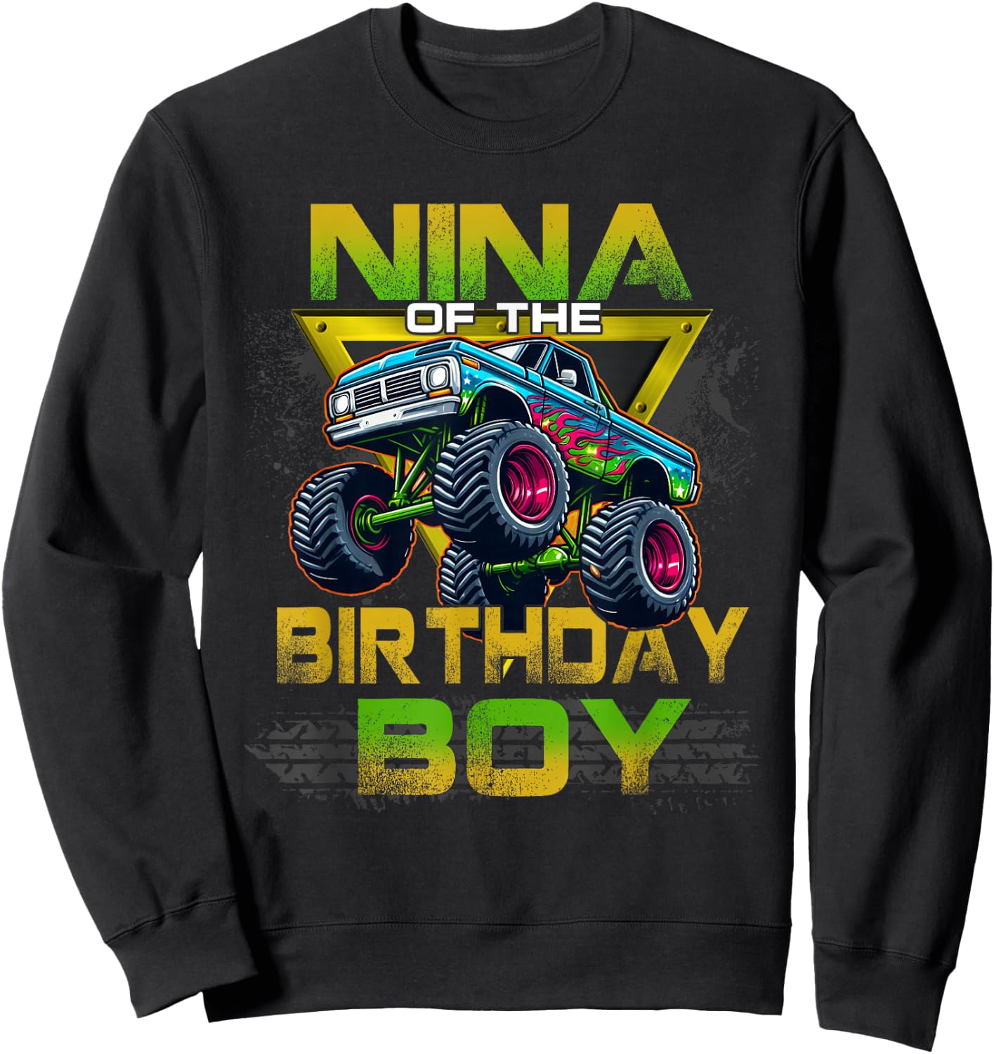 Nina of The Birthday Boy Monster Truck Birthday Family Sweatshirt - Sweatshirt | Black