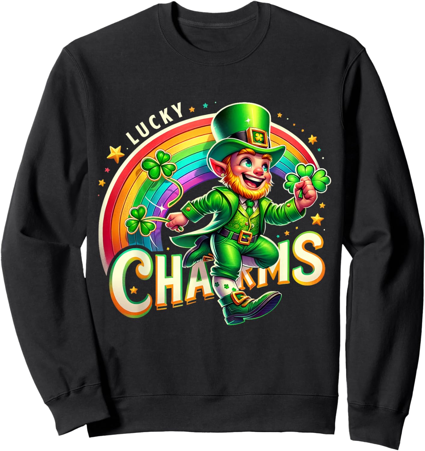 Lucky Charms Leprechaun St Patrick's Day Rainbow Irish Kids Sweatshirt - Sweatshirt | Black