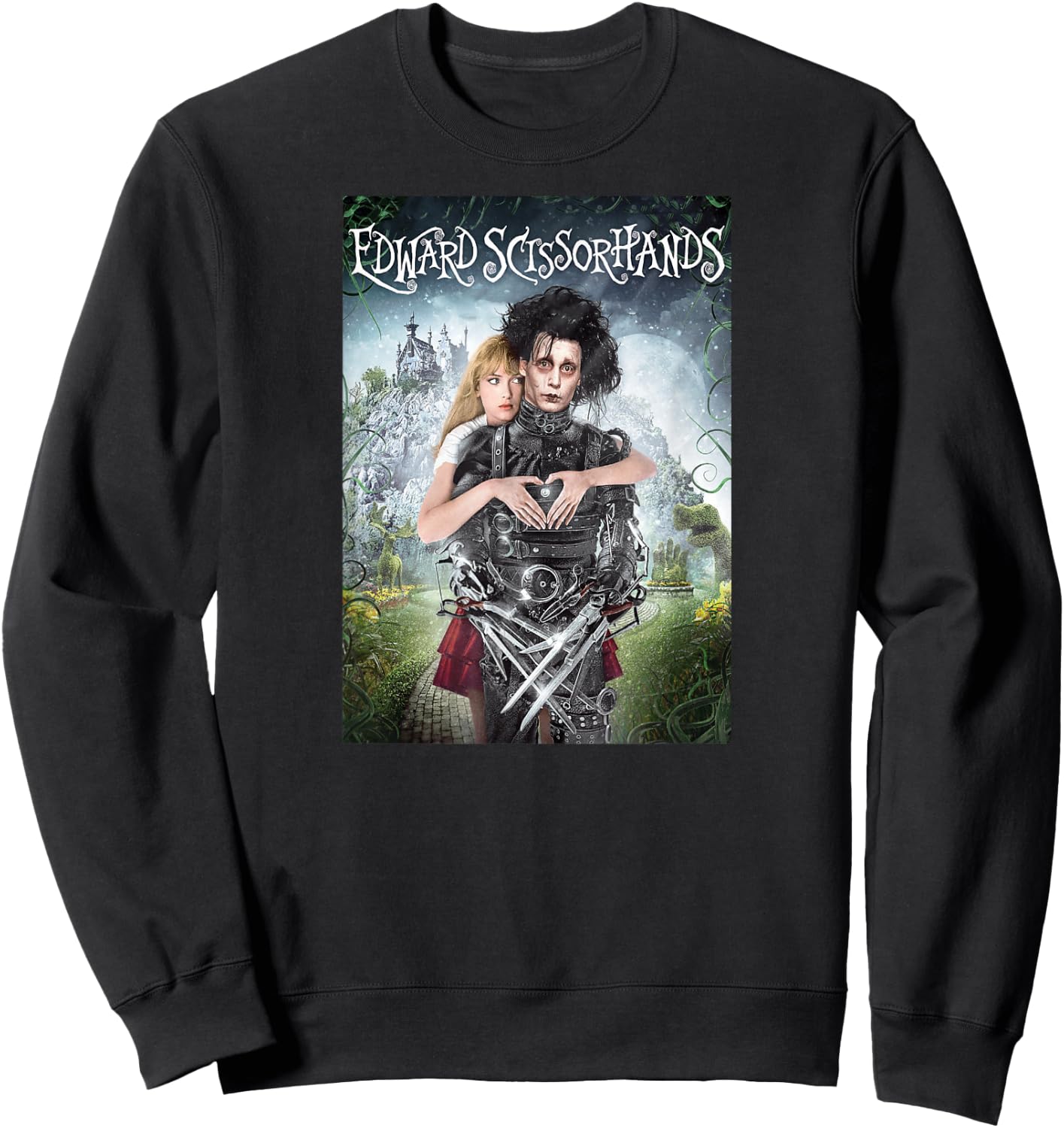 Tim Burton's Edward Scissorhands Edward and Kim Movie Poster Sweatshirt - Sweatshirt | Black