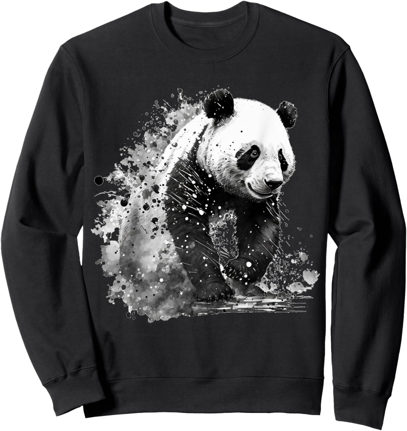 Panda Drawing Animal Print Art Animal Lovers Panda Sweatshirt - Sweatshirt | Black