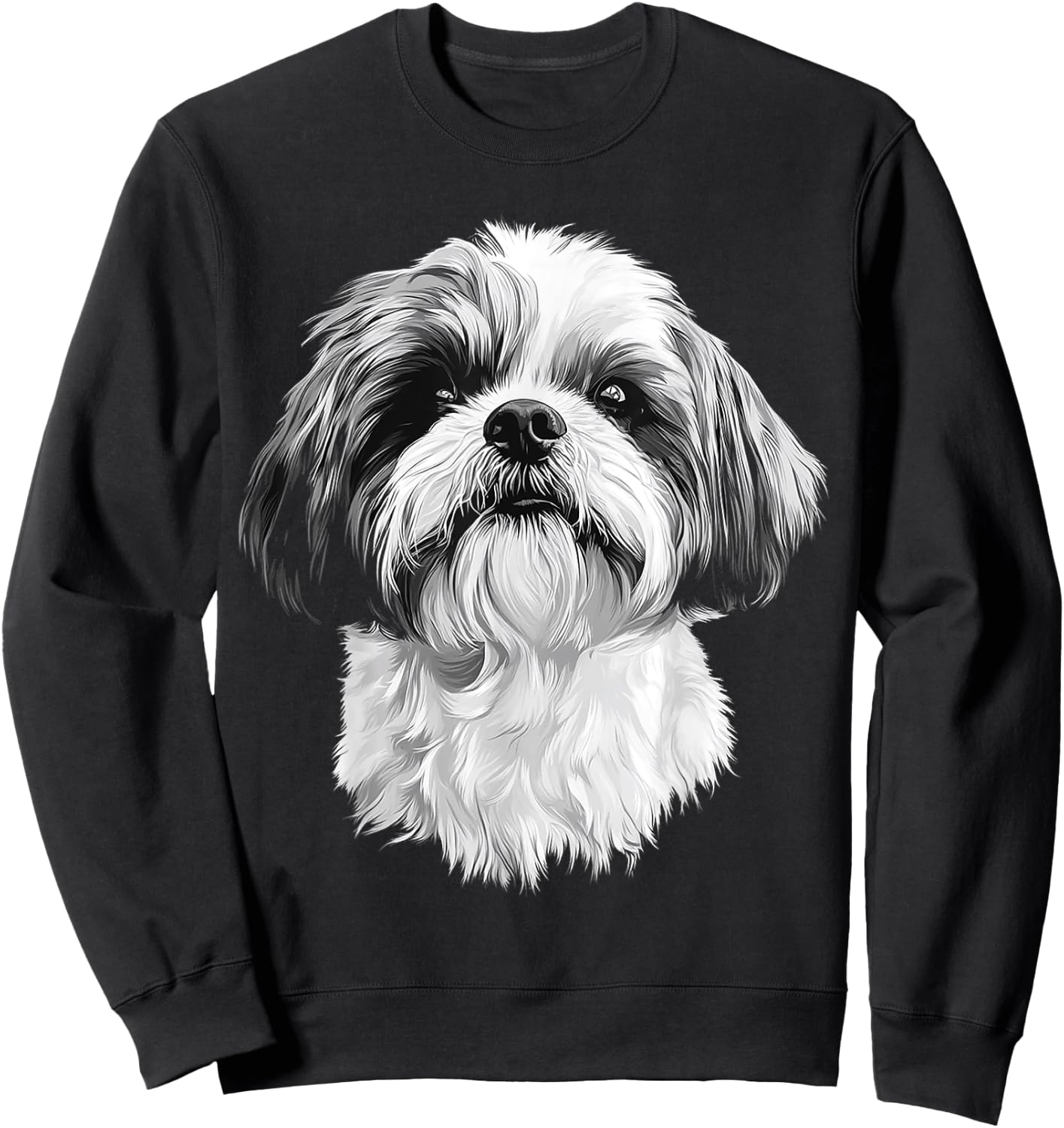 Shih Tzu Dog Motif Pet Artwork Shih Tzu Sweatshirt - Sweatshirt | Black