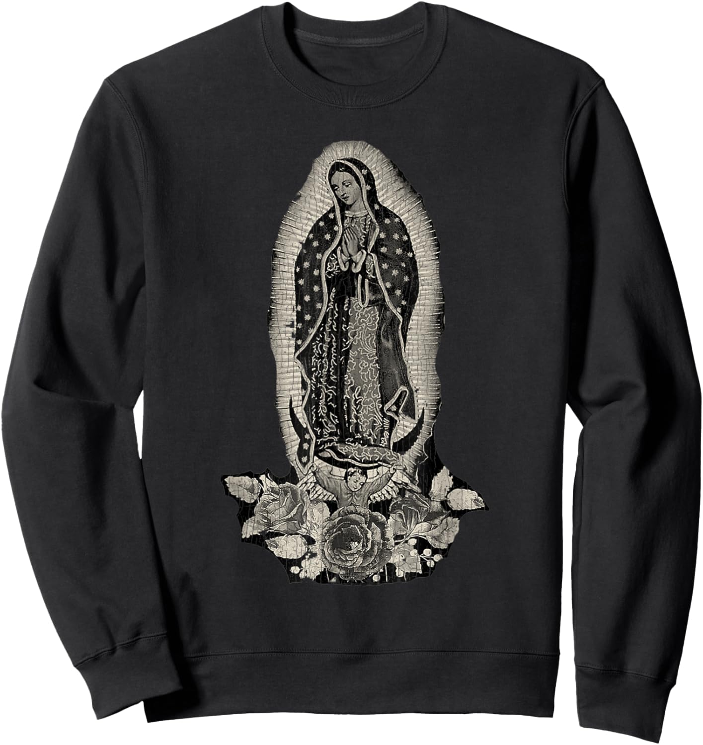 Vintage Retro Our Lady De Guadalupe Sant Mary For Christians Sweatshirt - Sweatshirt | Black