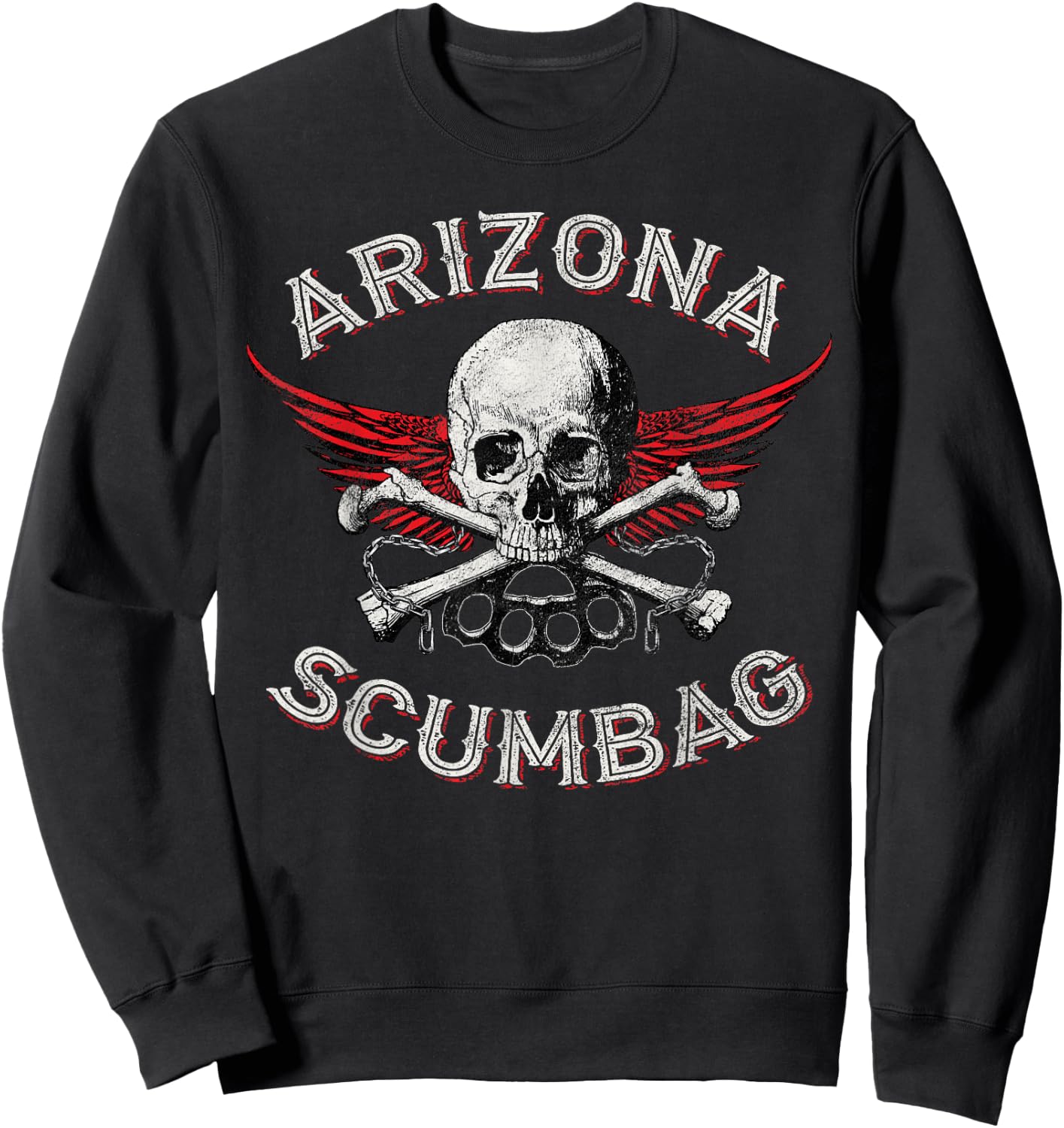 Funny Arizona Scumbag Vintage Distressed Skull Biker Style Sweatshirt - Sweatshirt | Black