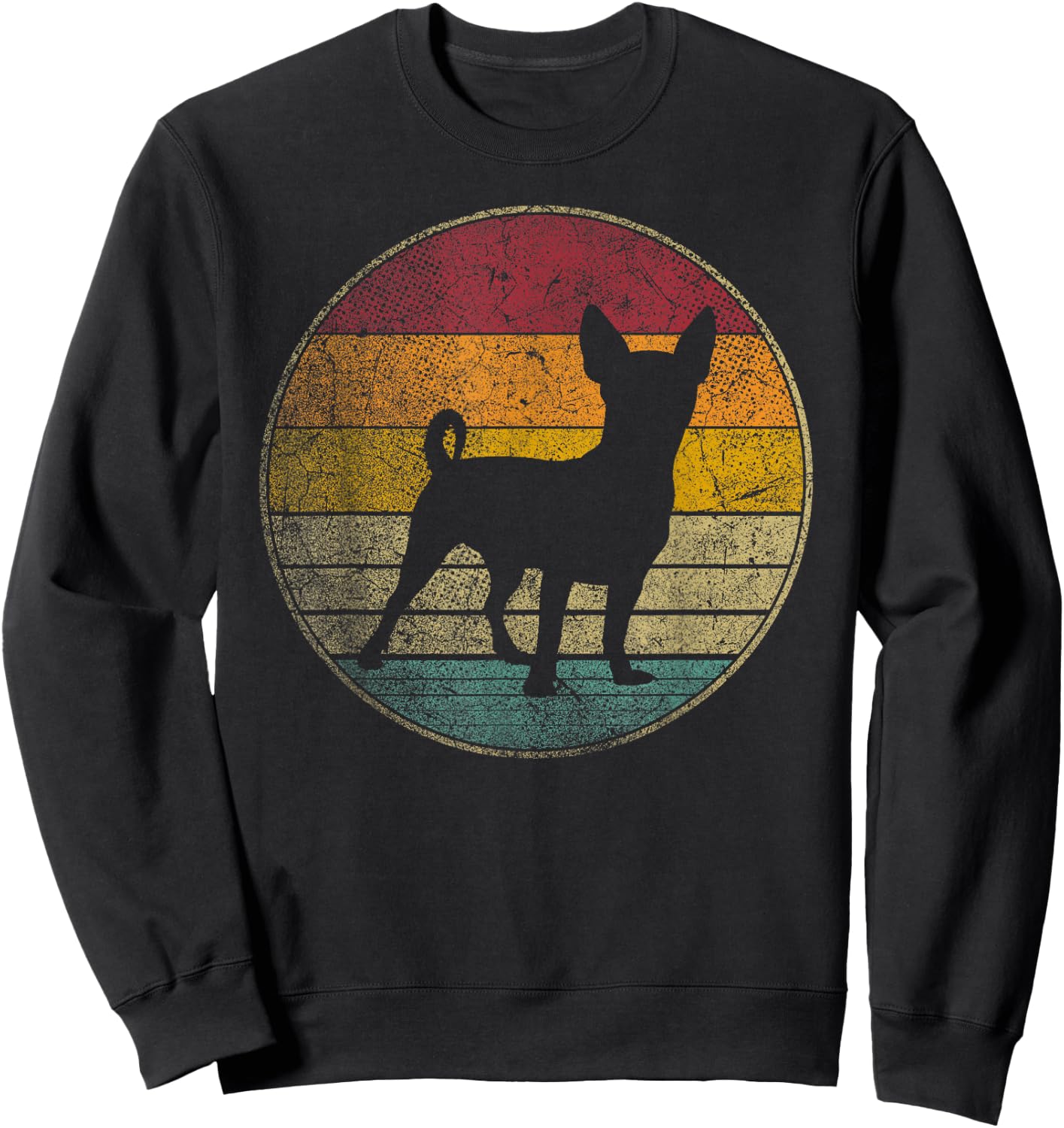 Chihuahua Dog Vintage Distressed Retro Style Silhouette Gift Sweatshirt - Sweatshirt | Black