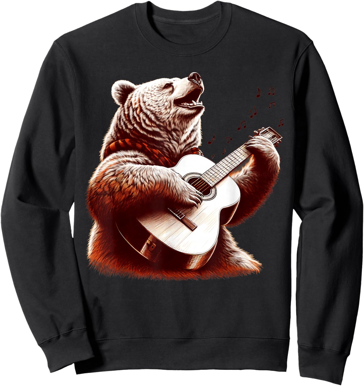 Bear Playing Guitar Funny Rock Music Guitar Sweatshirt - Sweatshirt | Black