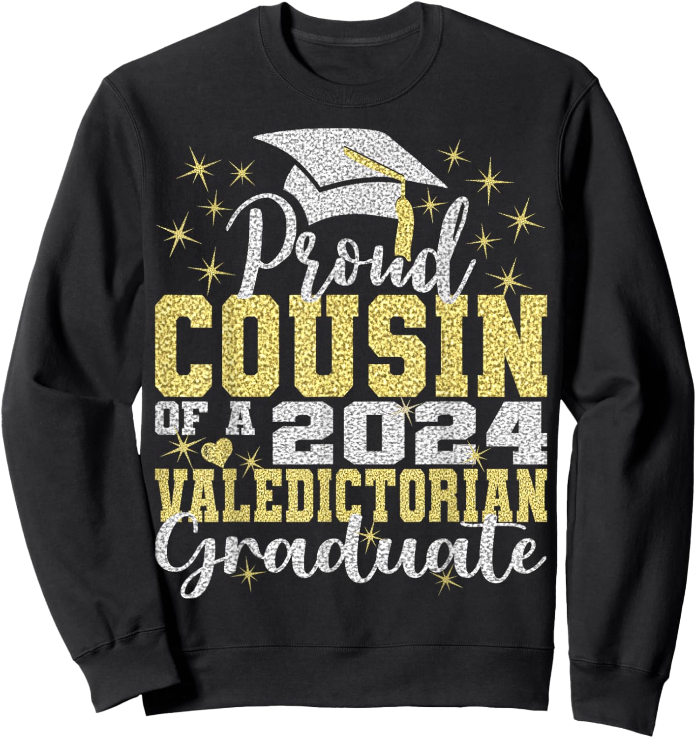 Proud Cousin of 2024 Valedictorian Class 2024 Graduate Sweatshirt - Sweatshirt | Black
