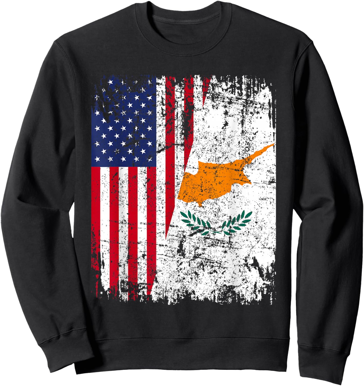 CYPRIOT ROOTS | Half American Flag | USA CYPRUS FLAG Sweatshirt - Sweatshirt | Black