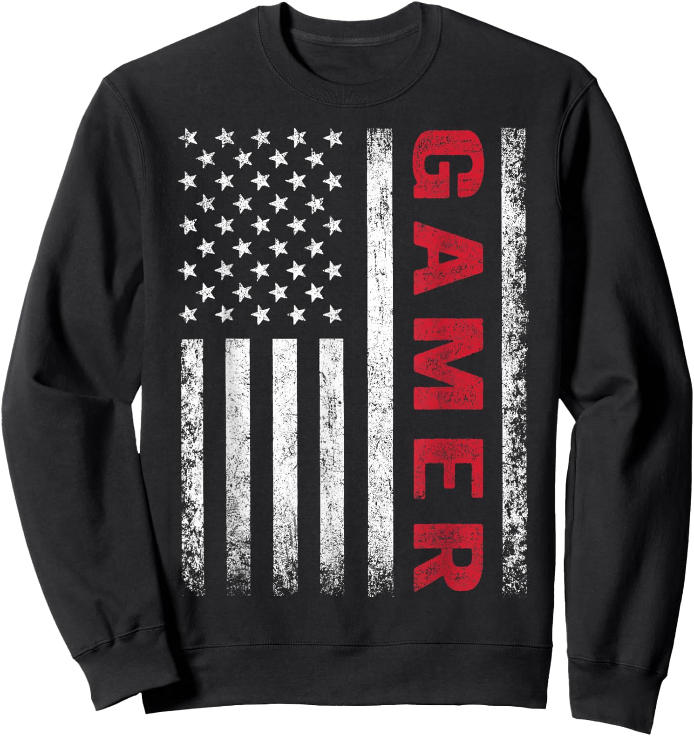 American Flag Funny Gamer Gift Video Games Boys Men Gaming Sweatshirt - Sweatshirt | Black