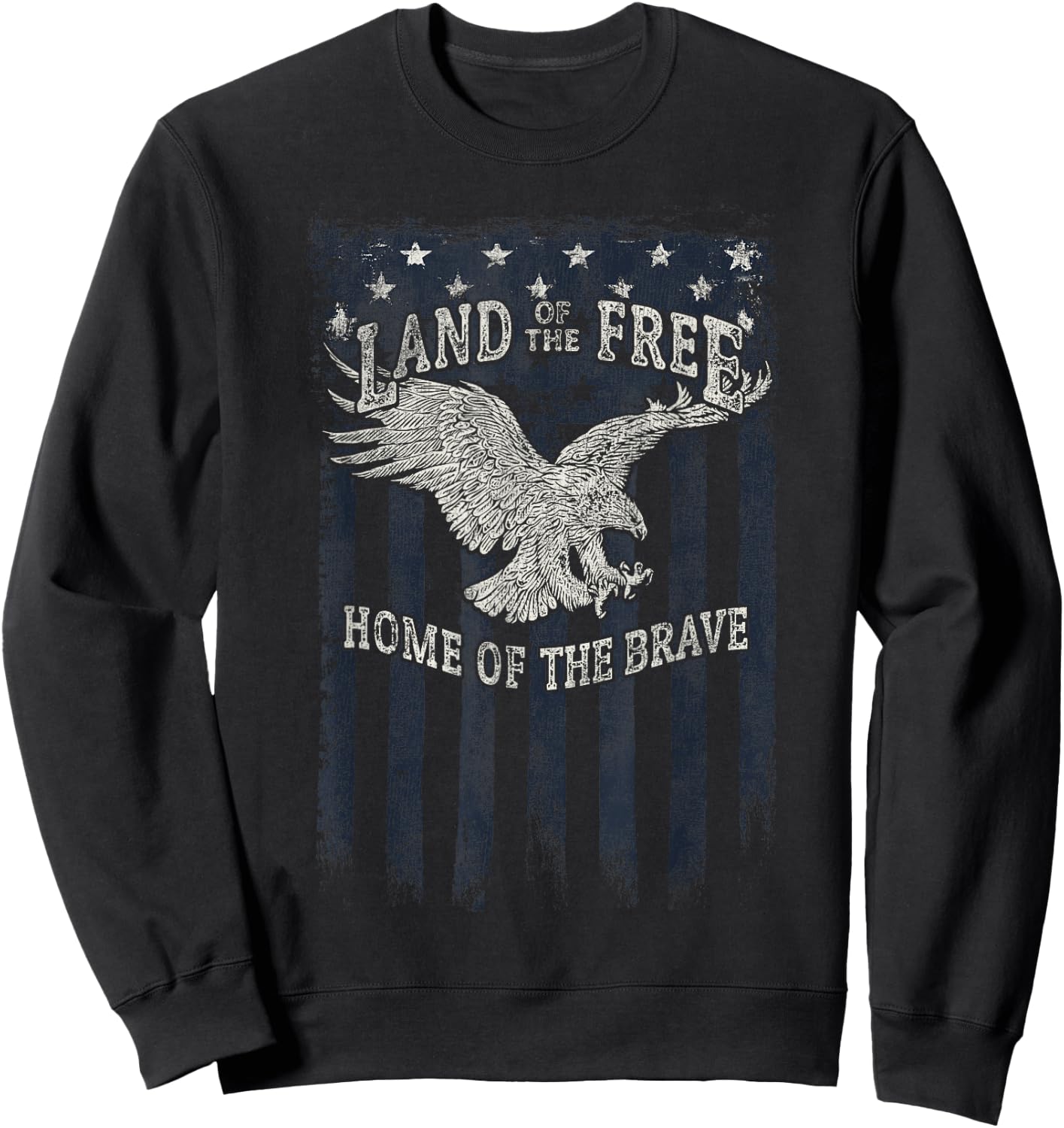 Land Of The Free Home Of The Brave Eagle Vertical Flag Sweatshirt - Sweatshirt | Black