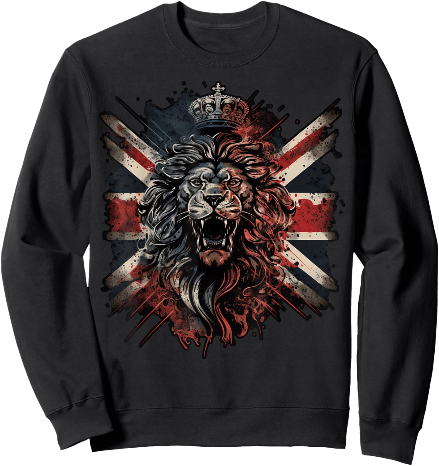 British UK Lion on Great Britain Lion Sweatshirt - Sweatshirt | Black