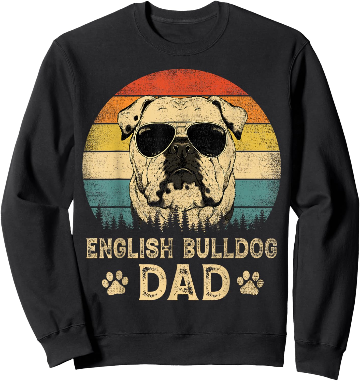 Vintage English Bulldog Dad Dog Lovers Father's Day Women Sweatshirt - Sweatshirt | Black